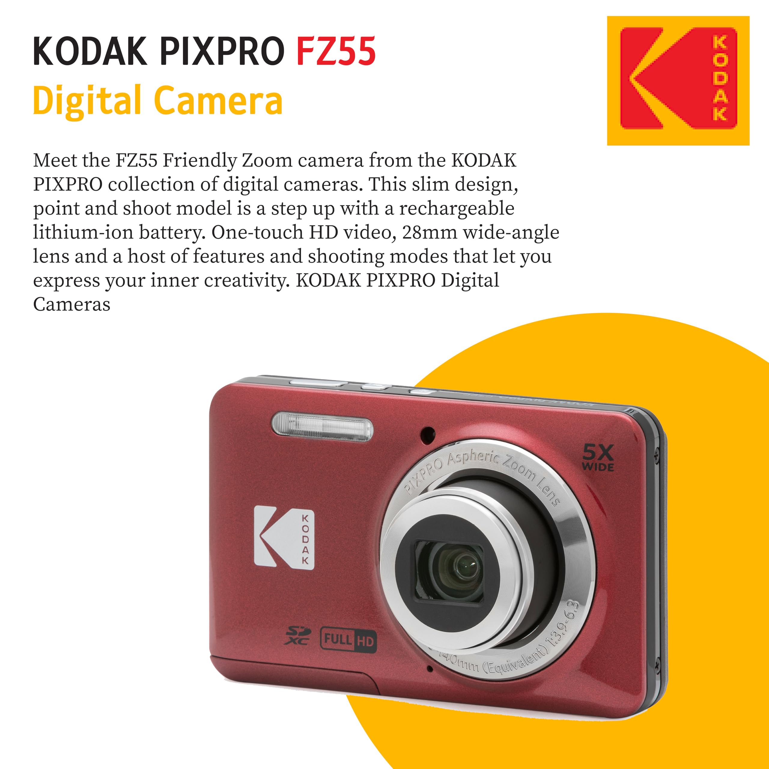 Foto 5 pulgar | Cámara Kodak Pixpro Fz55 Digital De 16 Mp Para Apuntar Y Disparar  Color Rojo - Venta Internacional.