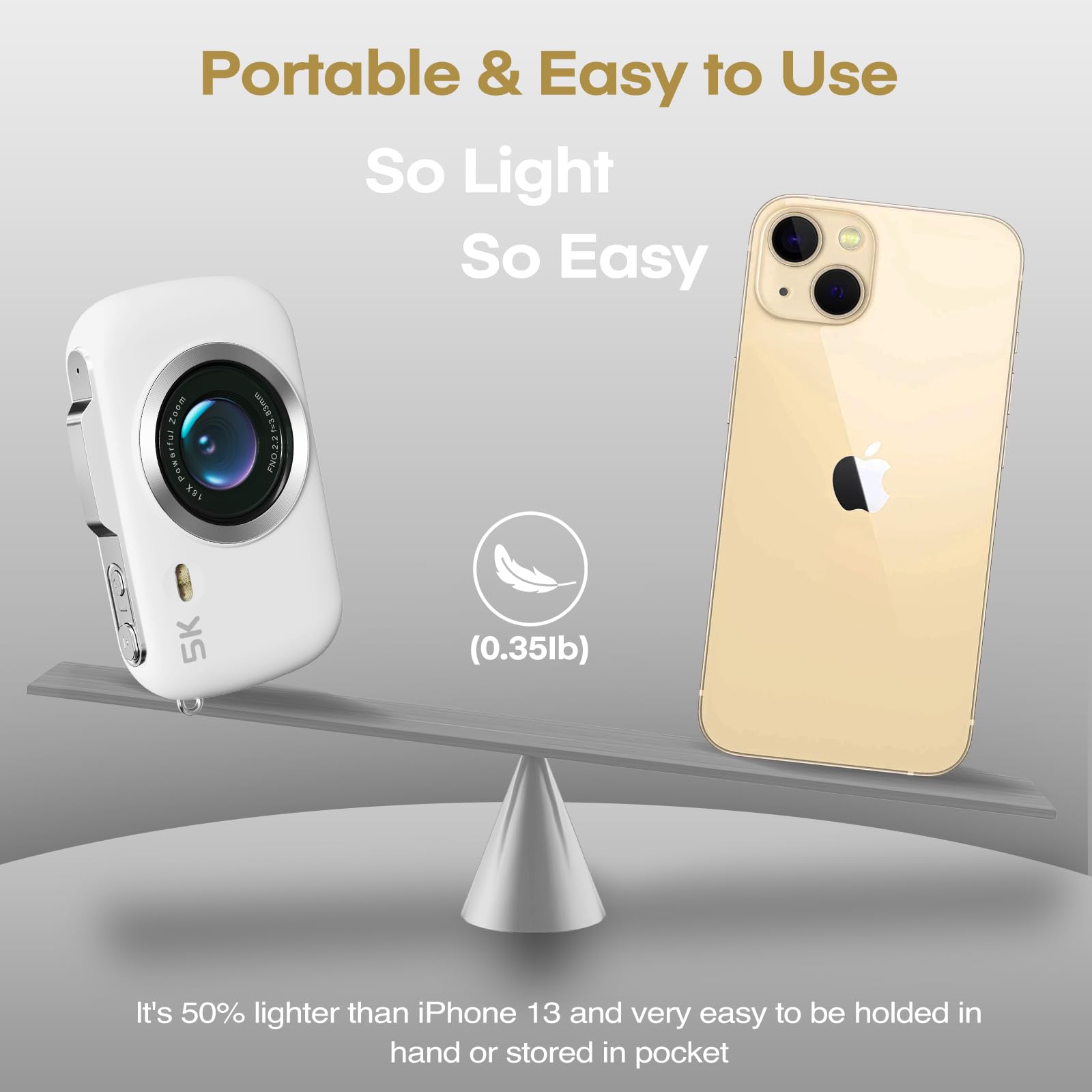 Foto 3 | Cámara Camcordy 5k Uhd De 80 Mp Con Zoom De 18x Para Vlogs  Color Blanco - Venta Internacional.