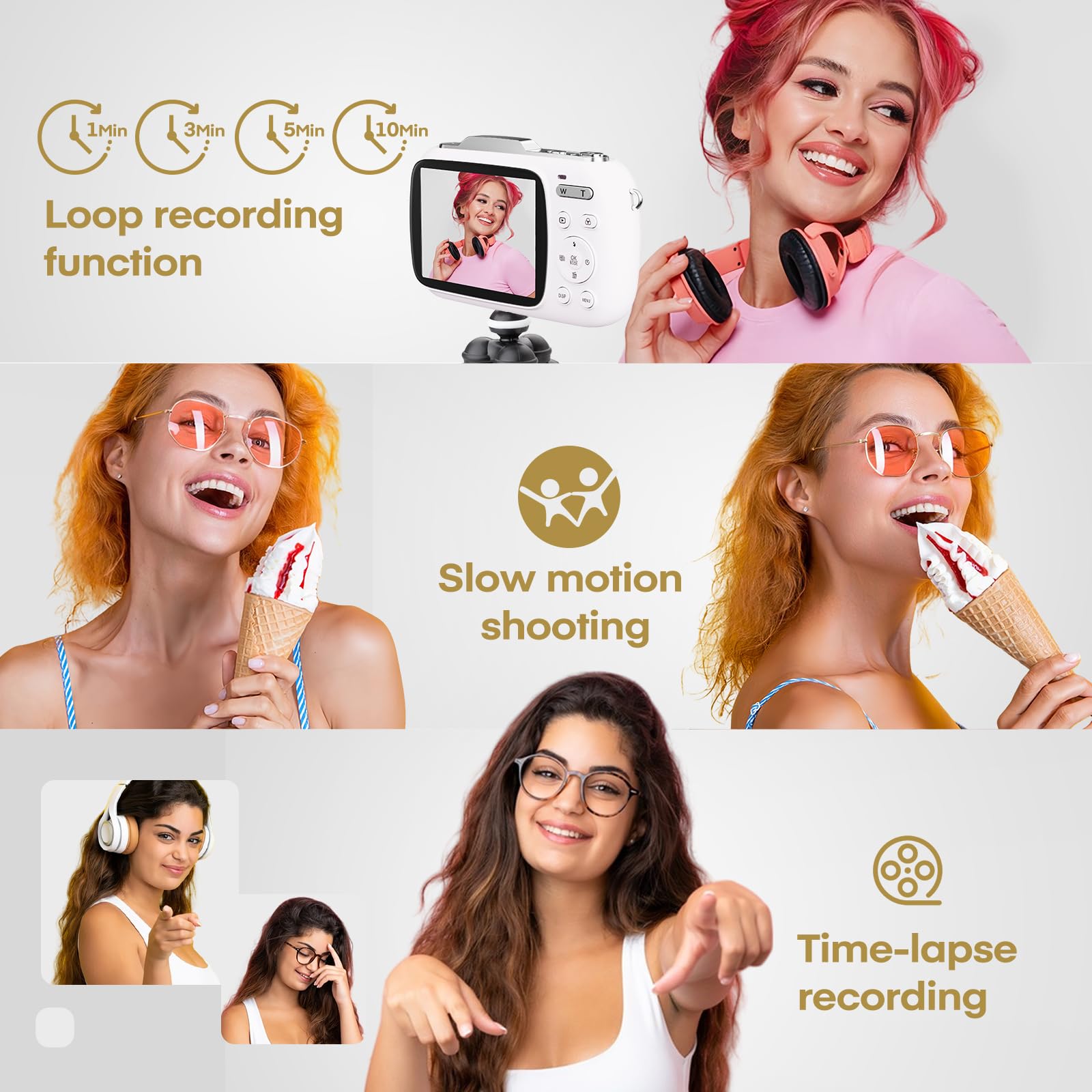 Foto 4 | Cámara Camcordy 5k Uhd De 80 Mp Con Zoom De 18x Para Vlogs  Color Blanco - Venta Internacional.