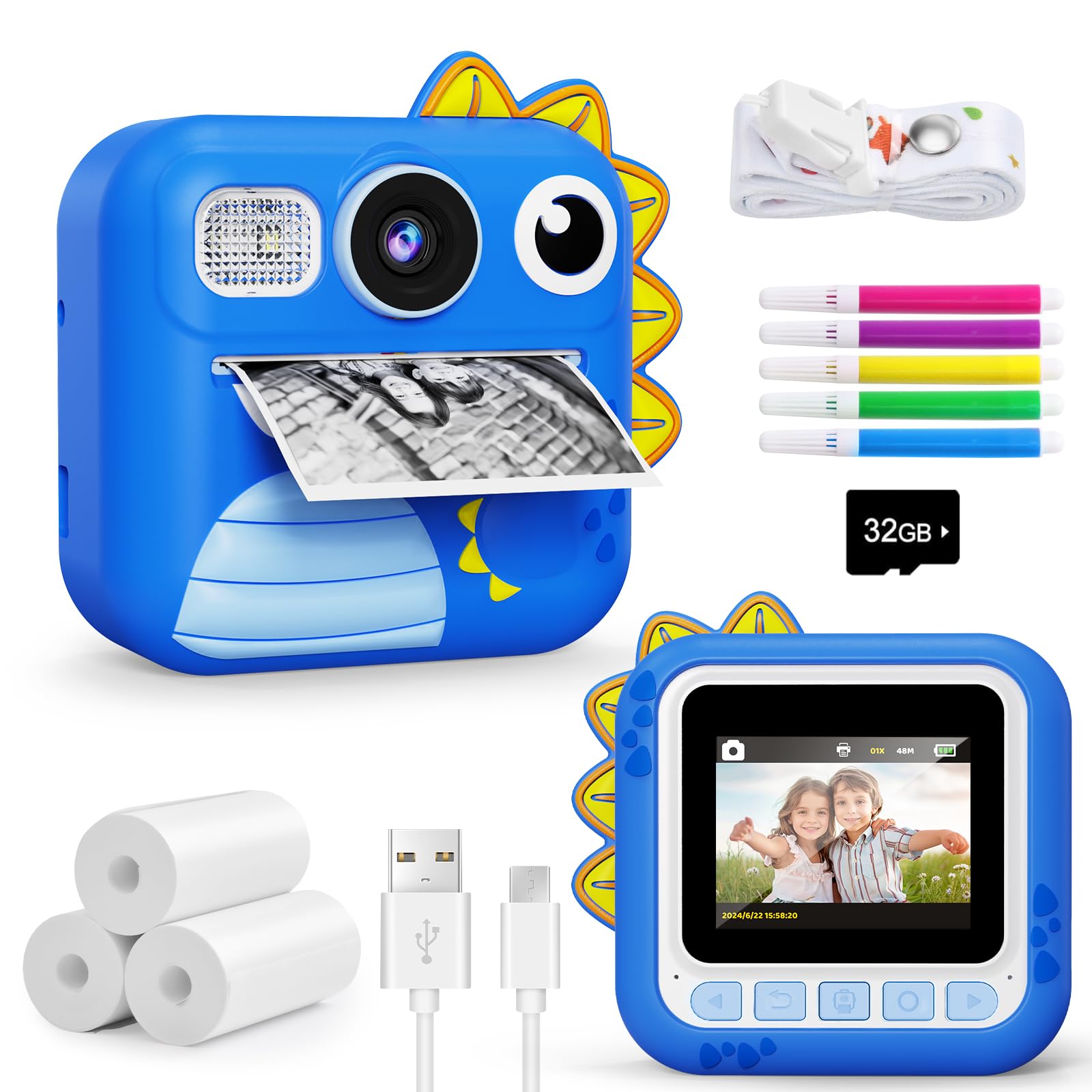 Foto 1 | Cámara Infantil Kokodi Instant Print De 3 A 12 Años Con Sd De 32 Gb  Color Azul - Venta Internacional.