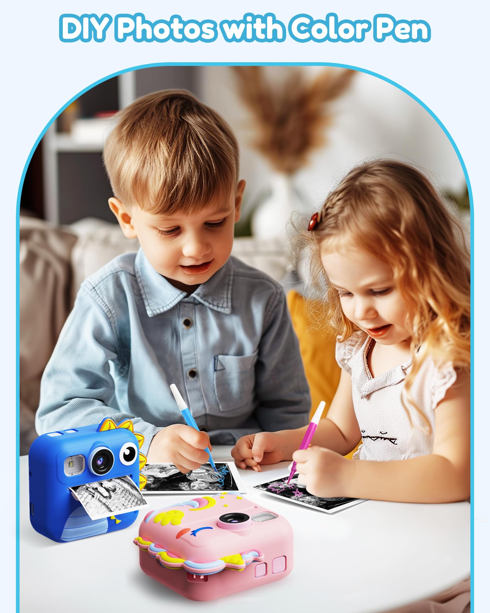 Foto 3 | Cámara Infantil Kokodi Instant Print De 3 A 12 Años Con Sd De 32 Gb  Color Azul - Venta Internacional.