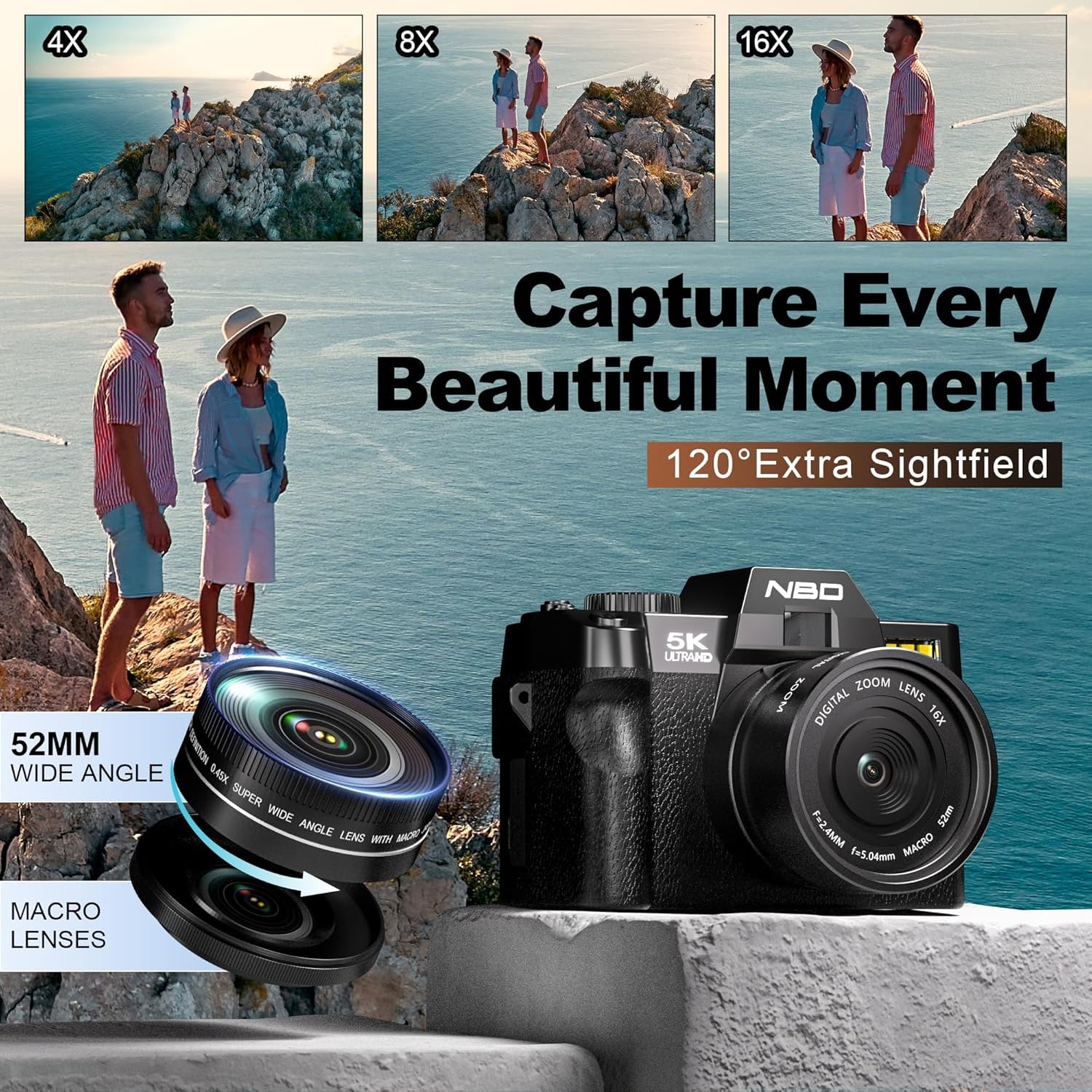 Foto 2 | Cámara Digital Nbd 5k  48 Mp  Enfoque Automático  Vlogs  Vídeo  32 Gb  Negra - Venta Internacional.