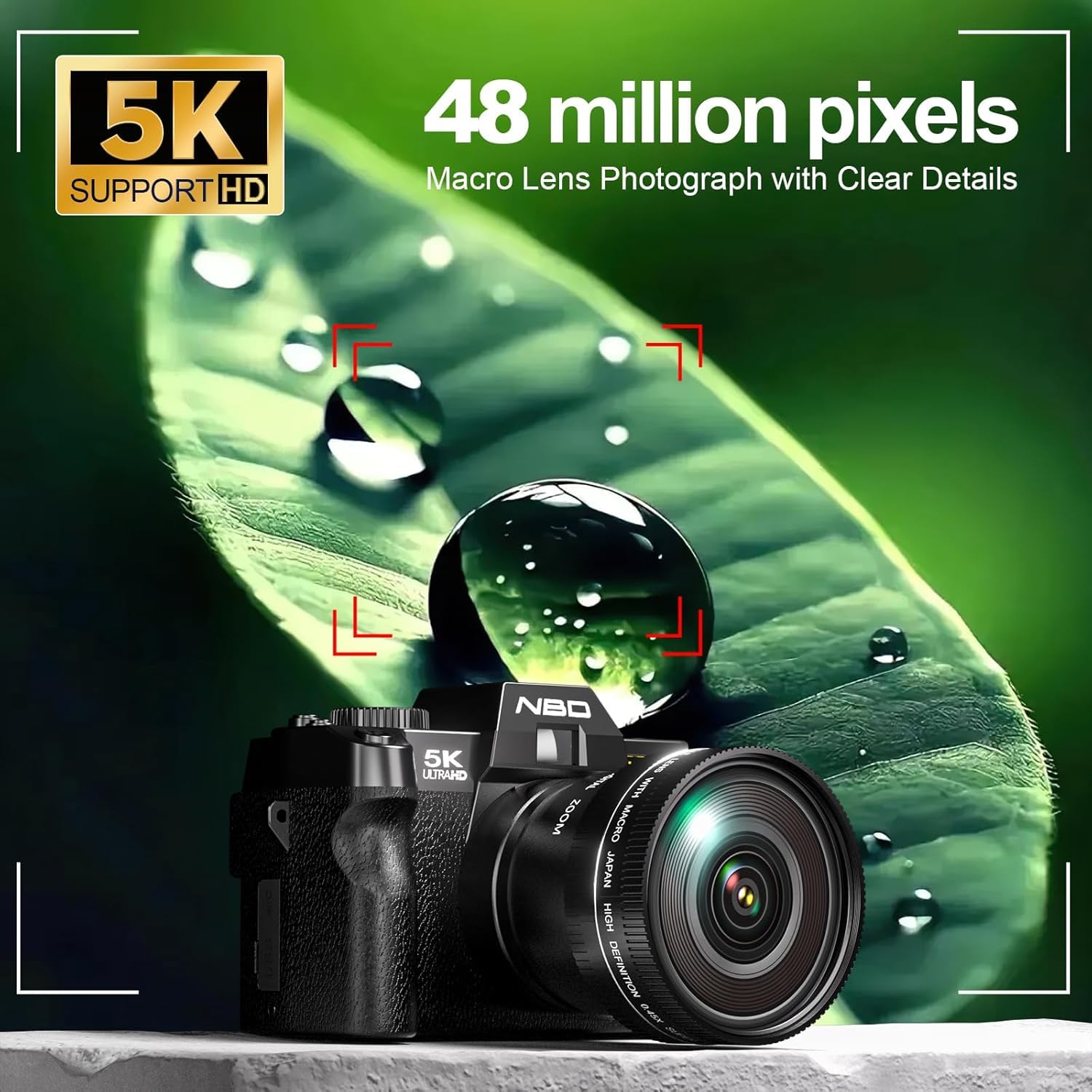 Foto 3 | Cámara Digital Nbd 5k  48 Mp  Enfoque Automático  Vlogs  Vídeo  32 Gb  Negra - Venta Internacional.