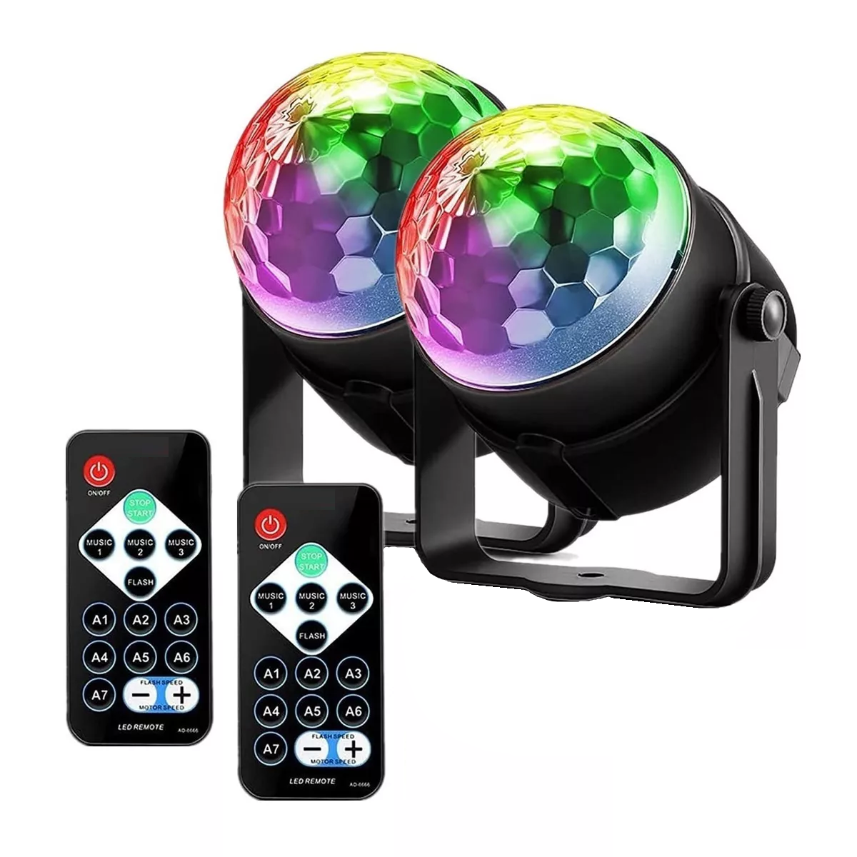 Set Proyector de Luz  Eo Safe Imports ESI-3965 color Negro Disco para Escenario LED RGB 2 PZAS