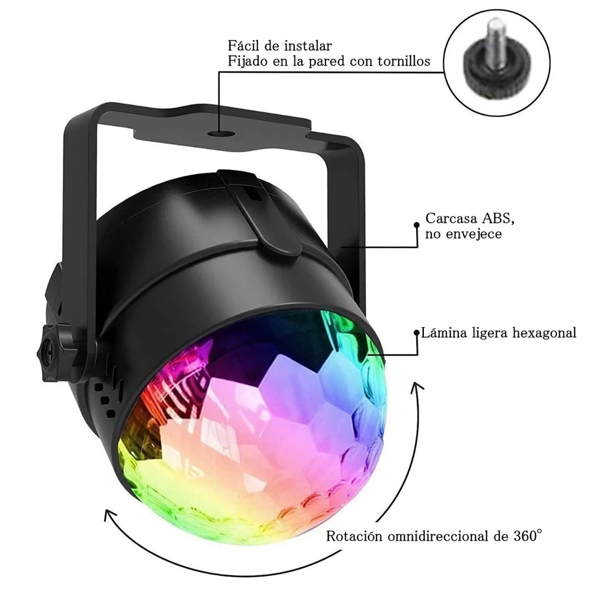 Foto 3 | Set Proyector de Luz  Eo Safe Imports ESI-3965 color Negro Disco para Escenario LED RGB 2 PZAS