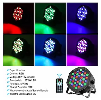 Foto 4 | Cañón de Luces Led Belug para Fiestas Multicolor color Negro 2 Piezas
