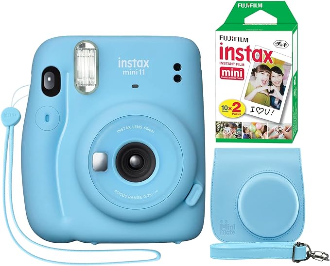 Foto 2 pulgar | Cámara Instantánea Instax Mini 11 Color Azul Cielo + Funda Personalizada