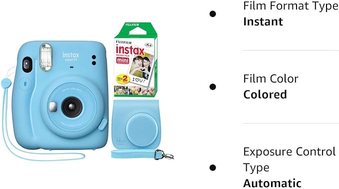 Foto 4 pulgar | Cámara Instantánea Instax Mini 11 Color Azul Cielo + Funda Personalizada