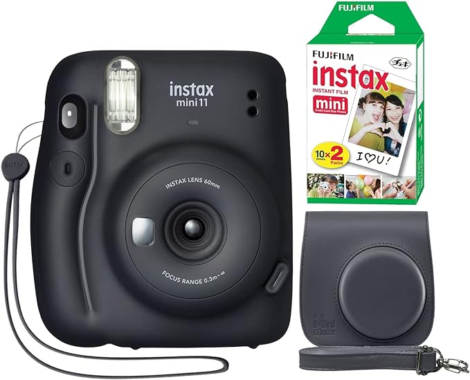 Cámara Instantánea Fujifilm Instax Mini 11 Color Gris Carbón + Funda Personalizada