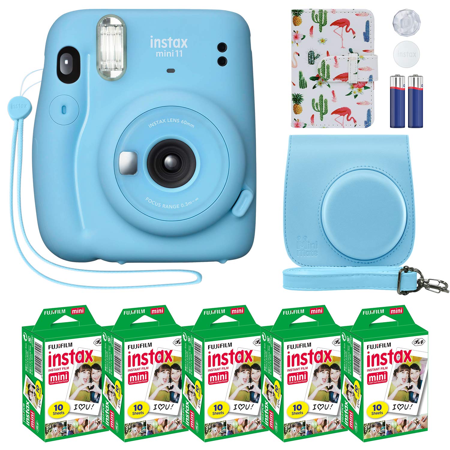 Foto 2 pulgar | Cámara Fujifilm Instax Mini 11 Azul Cielo Con Estuche Y Paquete De Películas - Venta Internacional.