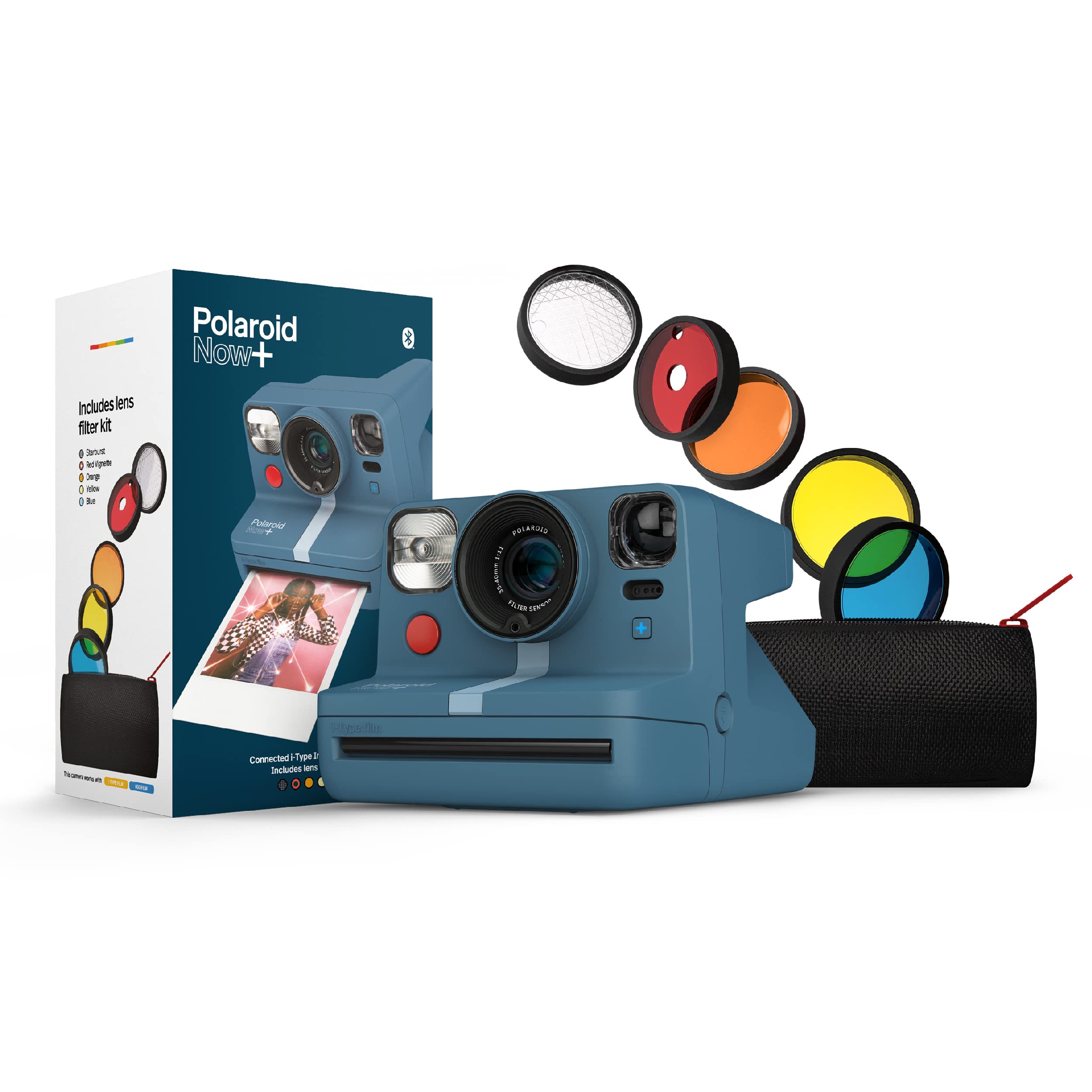 Foto 1 | Cámara De Película Instantánea Polaroid Now+ Azul Gris Con Filtro De Lente - Venta Internacional.