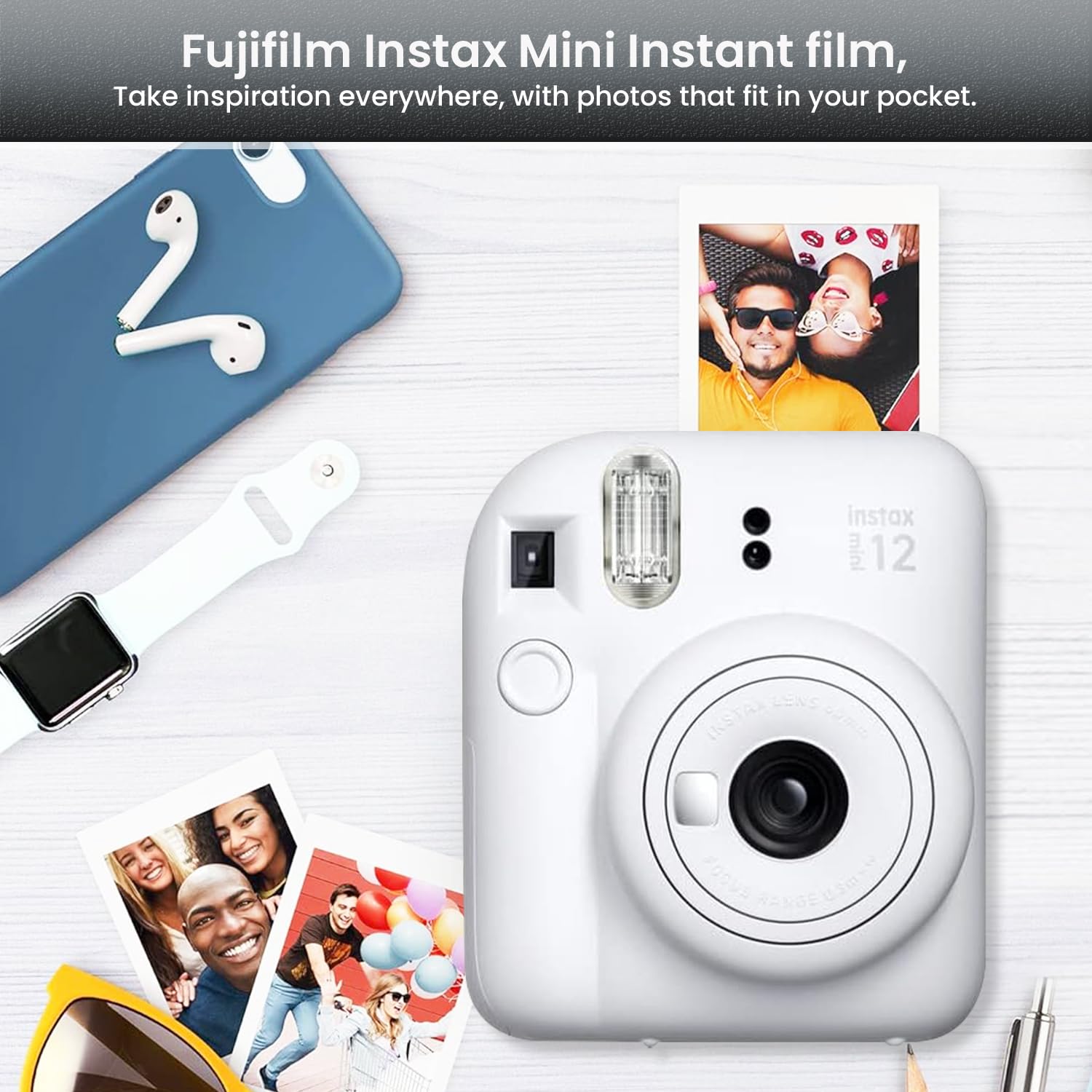 Foto 6 pulgar | Paquete De Inicio De Cámara Instantánea Fujifilm Mini 12 Con Película Y Murciélago - Venta Internacional.