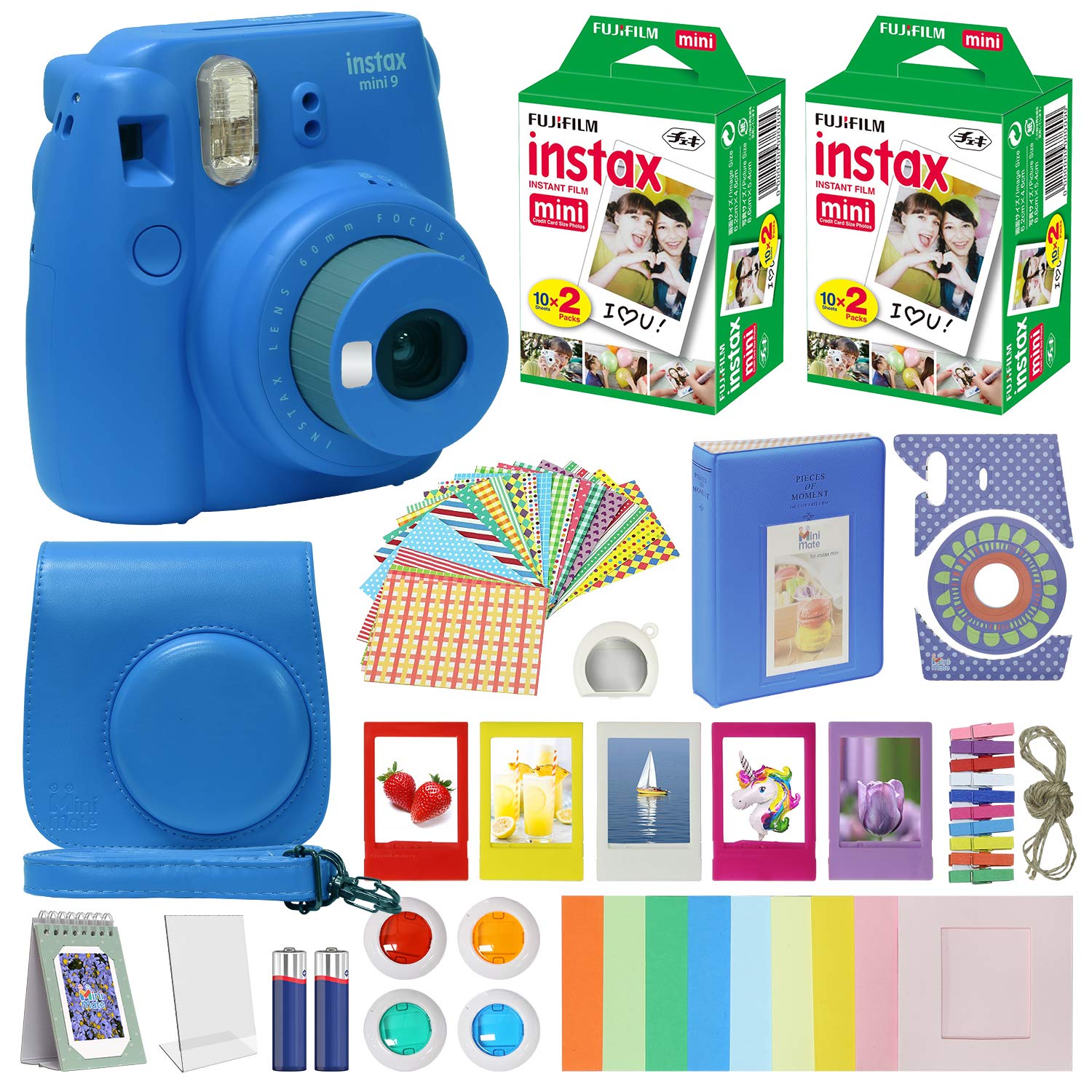 Cámara Fujifilm Instax Mini 9 Azul Cobalto Con Accesorios - Venta Internacional. $4,058