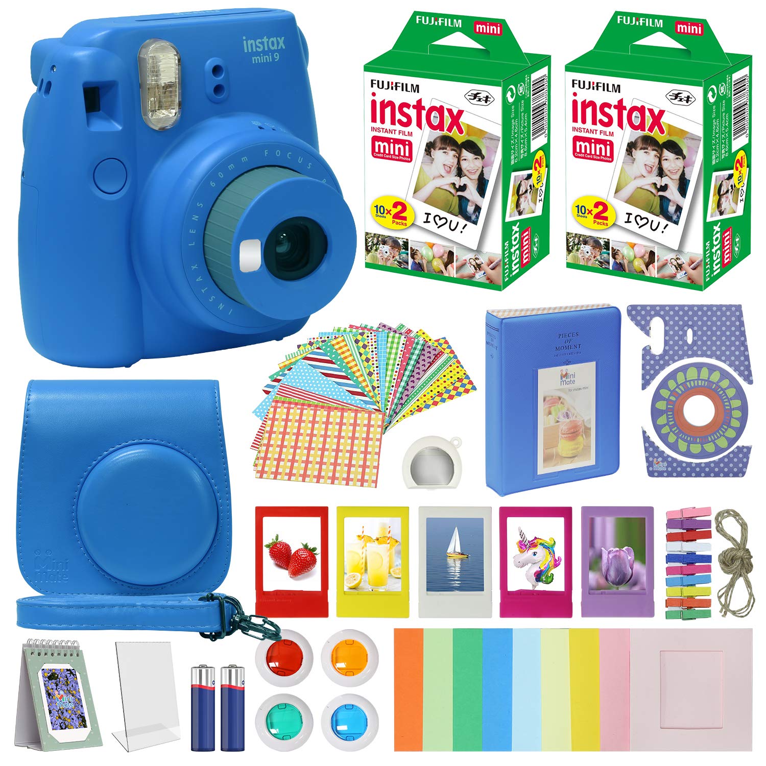 Foto 2 pulgar | Cámara Fujifilm Instax Mini 9 Azul Cobalto Con Accesorios - Venta Internacional.