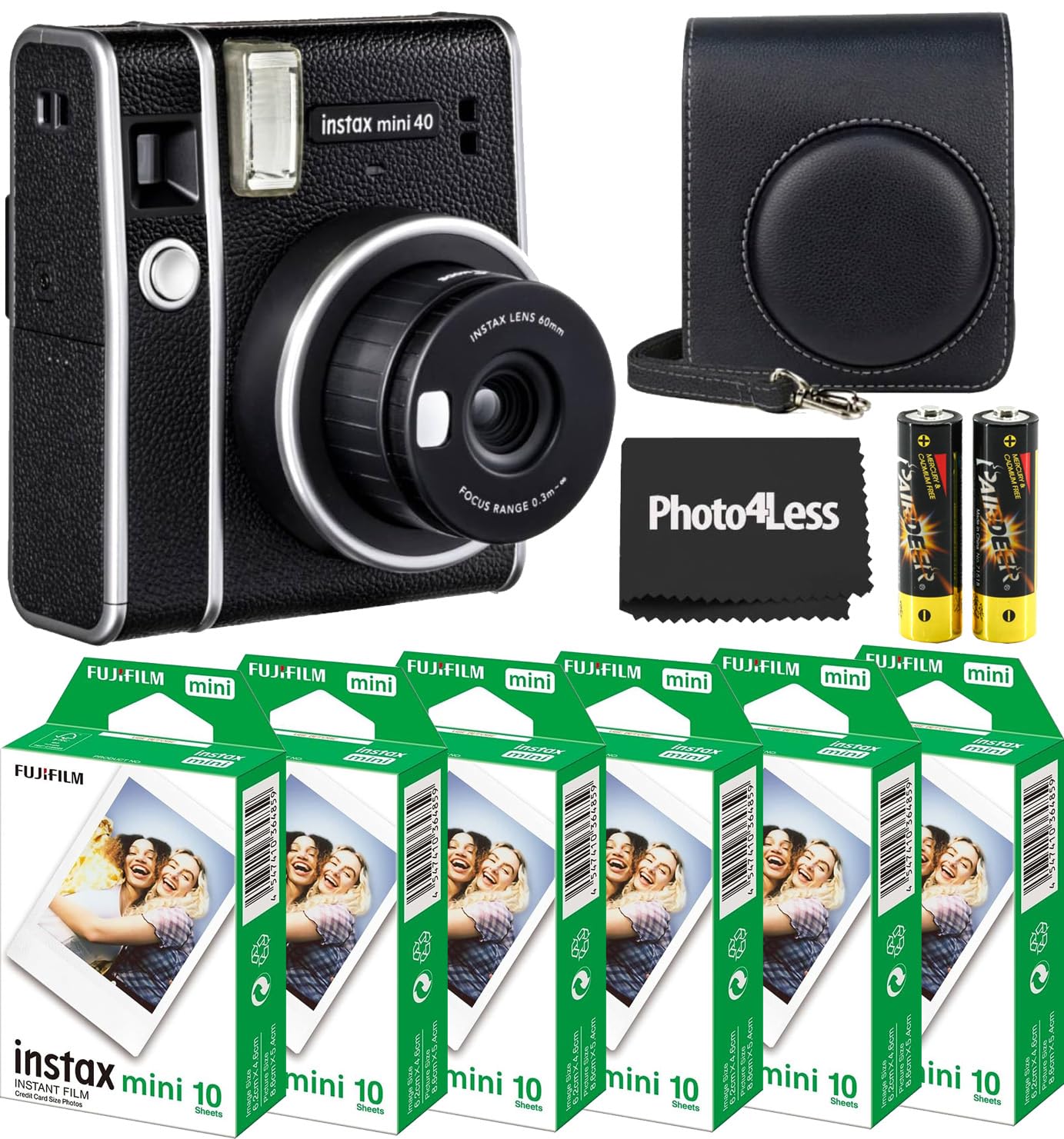 Cámara Instantánea Fujifilm Instax Mini 40 Negra Con Película De 60 Hojas - Venta Internacional.