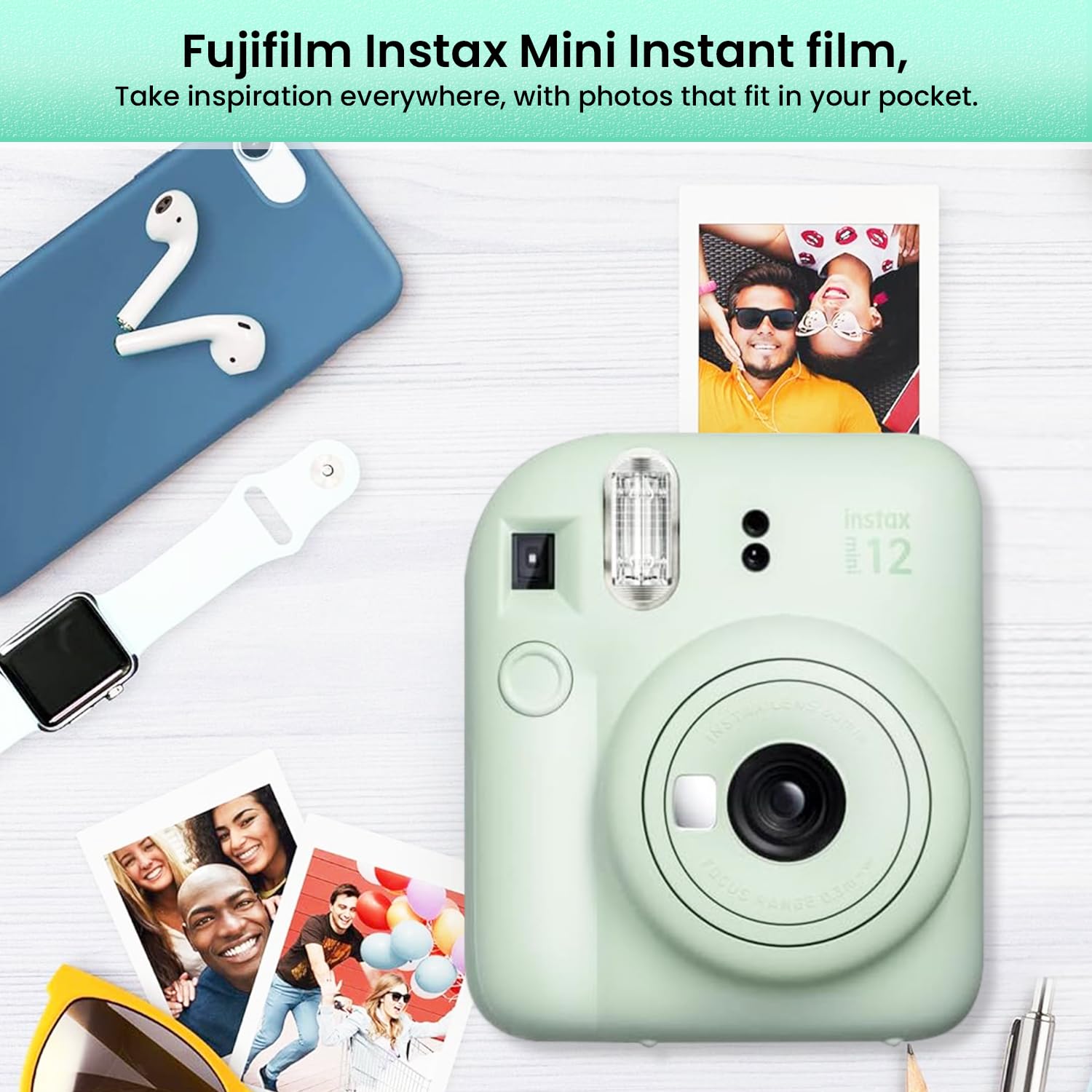 Foto 6 pulgar | Paquete De Inicio De Cámara Instantánea Fujifilm Mini 12 Con Película Y Murciélago - Venta Internacional.