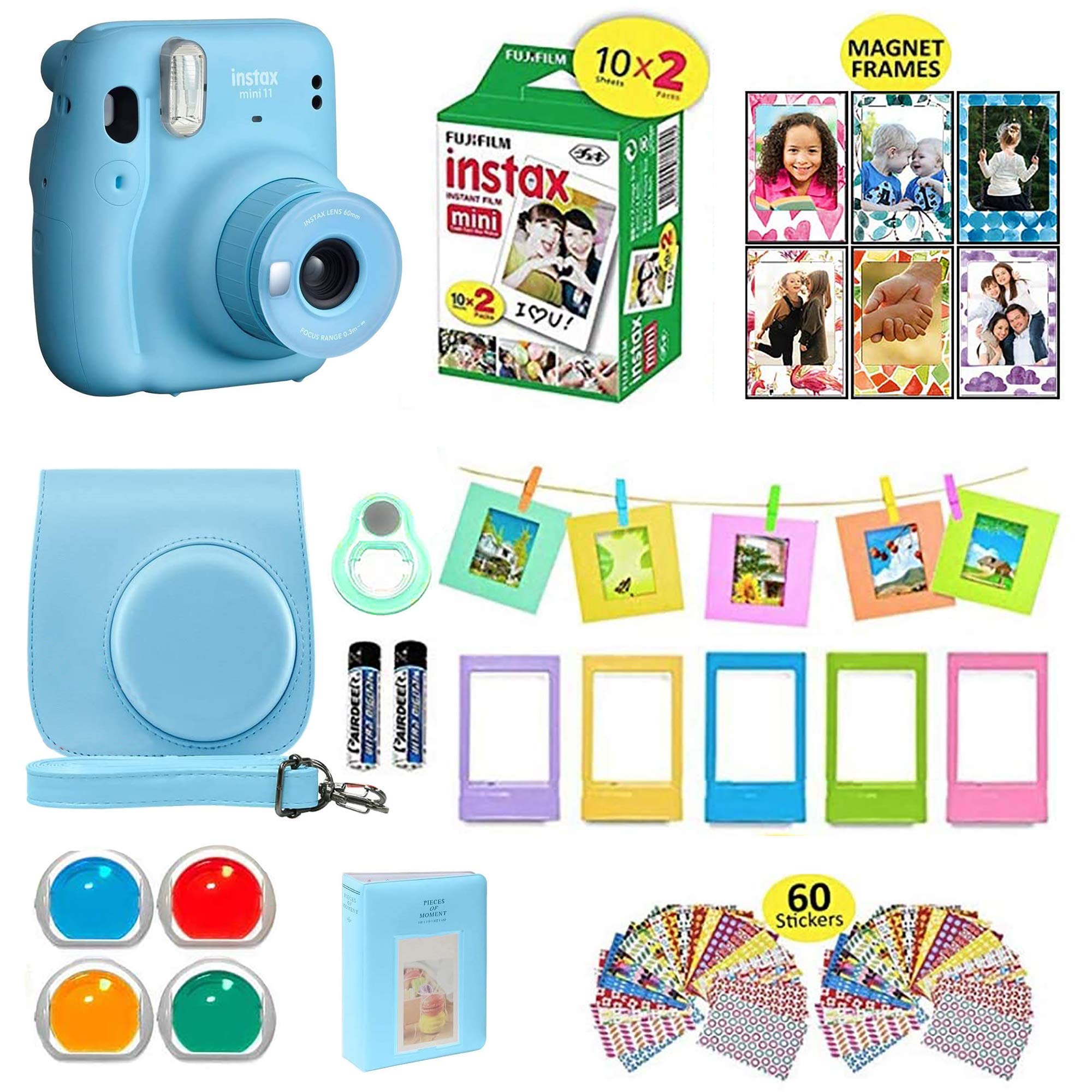 Cámara Instantánea Fujifilm Instax Mini 11 Azul Cielo Con Funda Y Película - Venta Internacional. $4,324