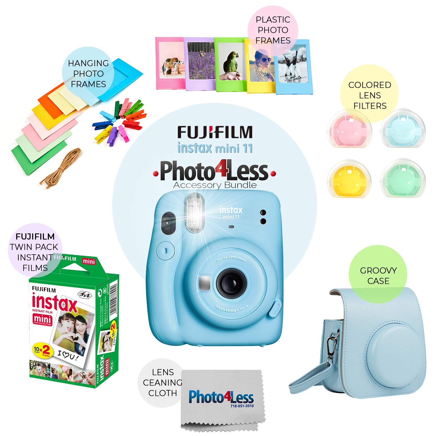 Foto 4 pulgar | Cámara Fujifilm Instax Mini 11 + Película + Accesorios - Azul - Venta Internacional.