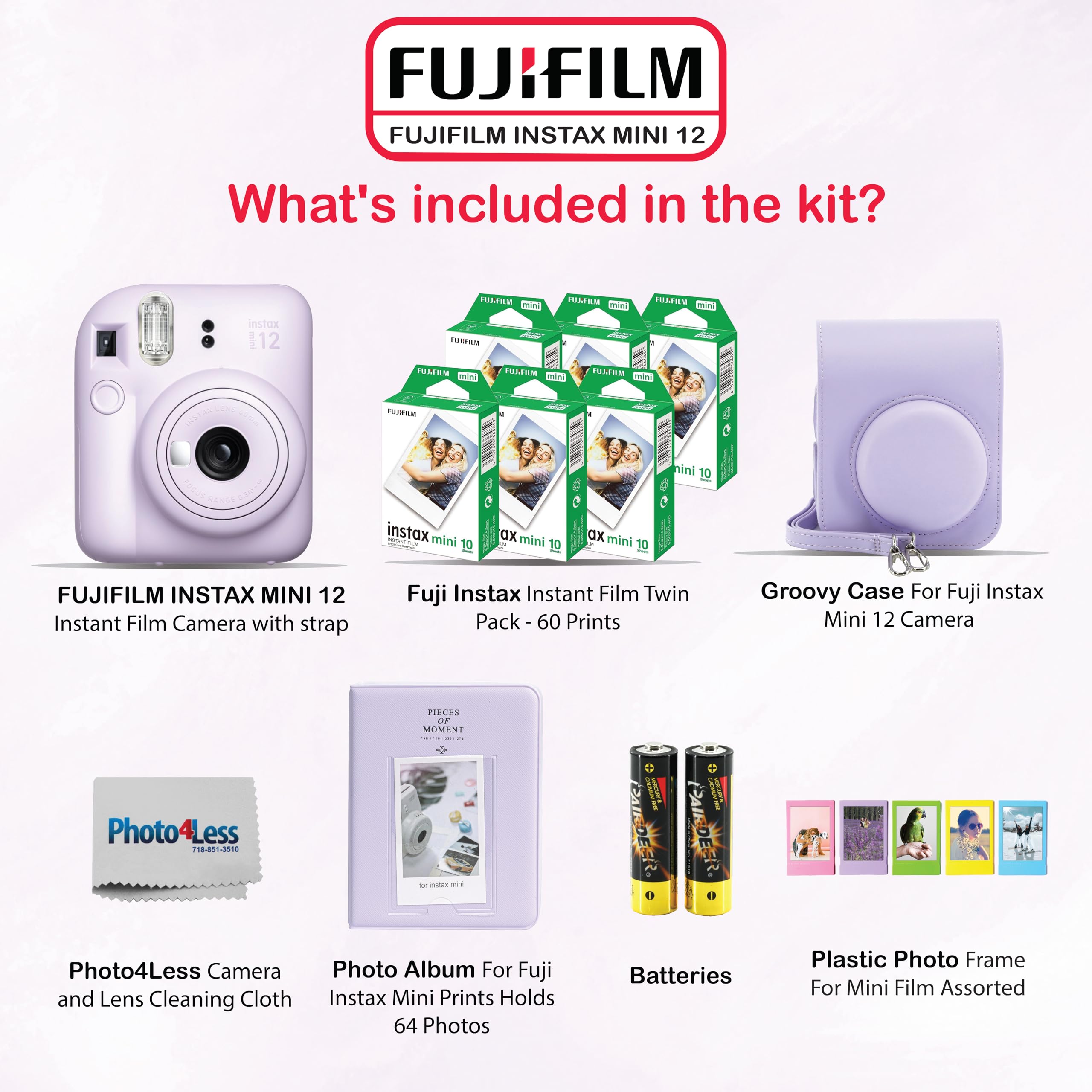 Foto 3 pulgar | Cámara Fujifilm Instax Mini 12 Con Película, 60 Hojas Y Accesorios - Venta Internacional.