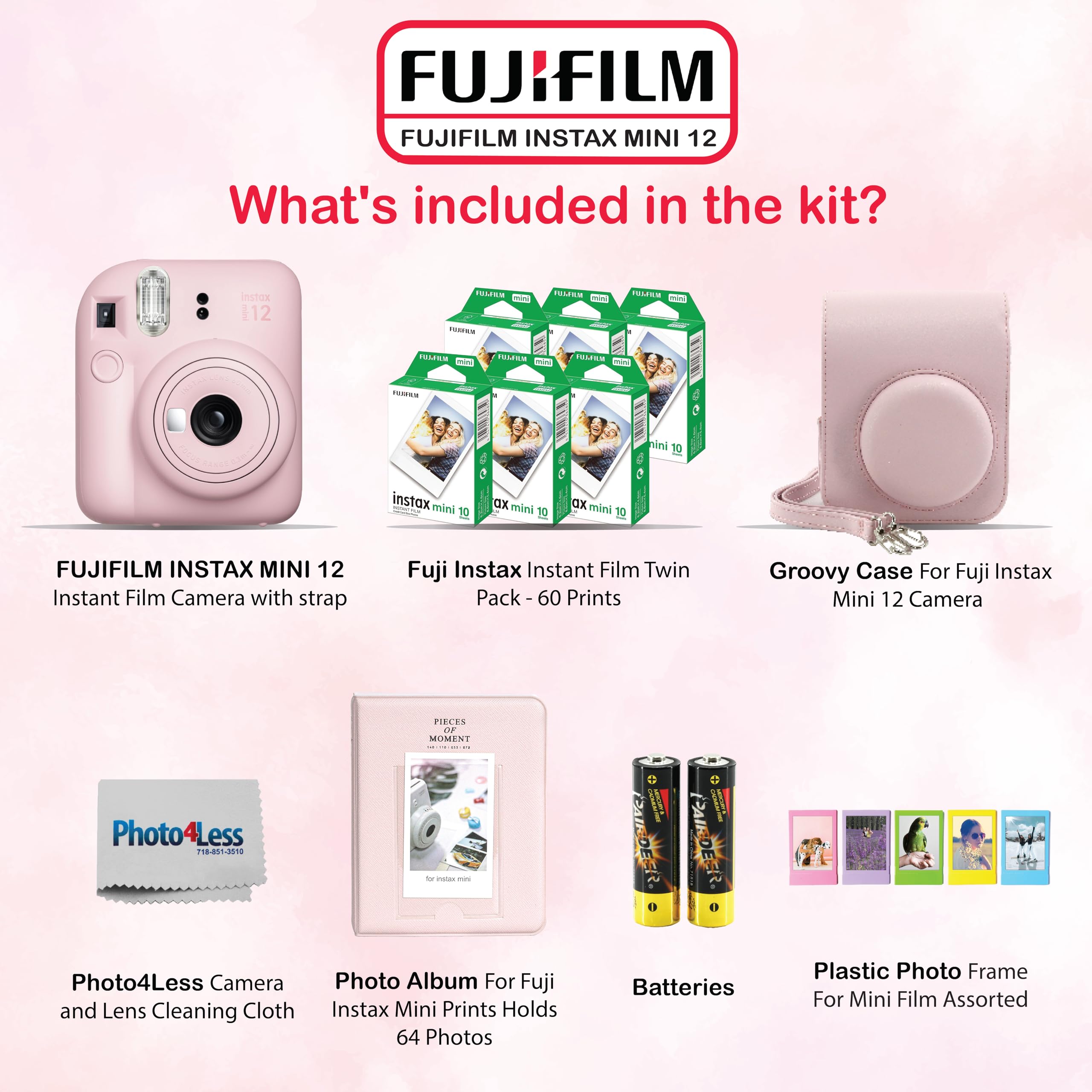 Foto 3 pulgar | Cámara Fujifilm Instax Mini 12 Con Película, 60 Hojas Y Accesorios - Venta Internacional.