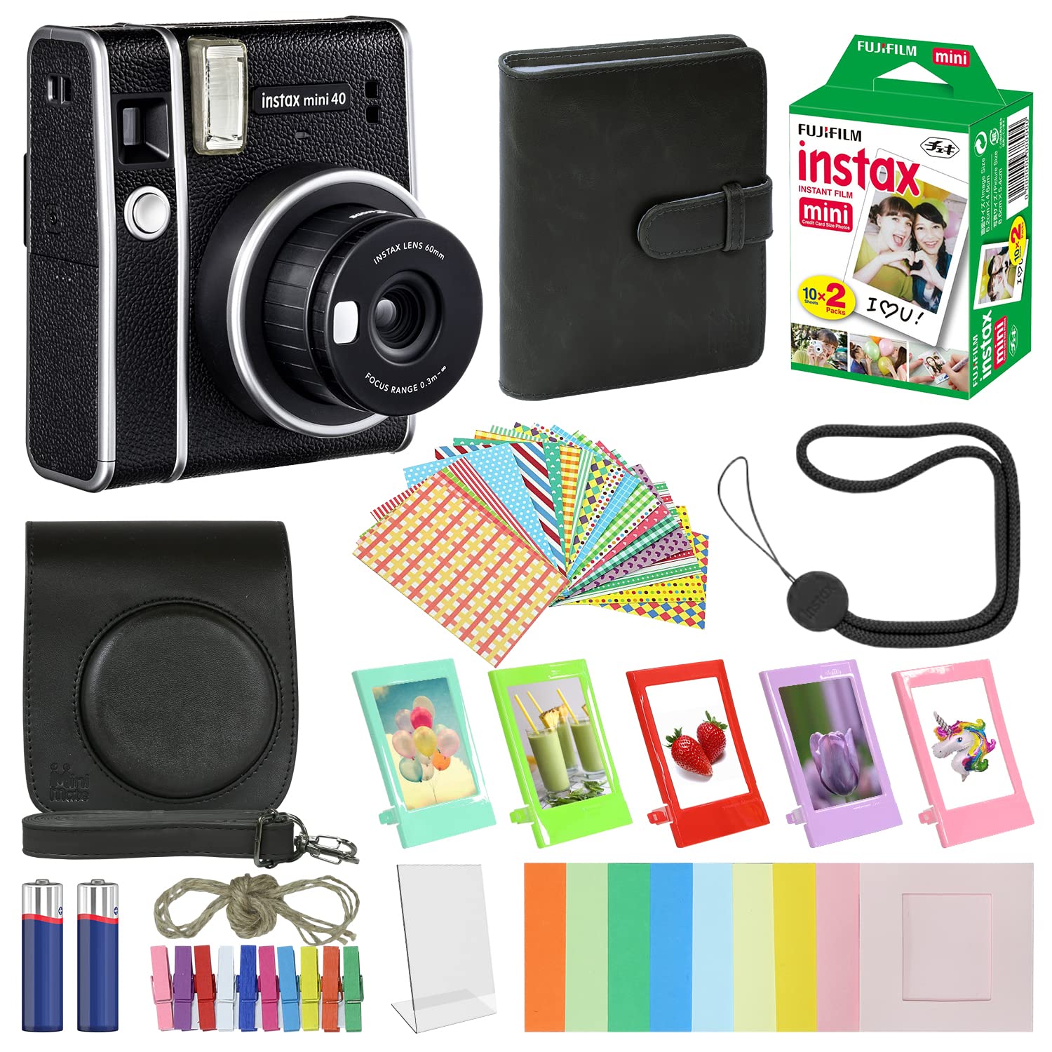 Foto 2 pulgar | Cámara De Película Instantánea Fujifilm Instax Mini 40 Black + Bundle - Venta Internacional.