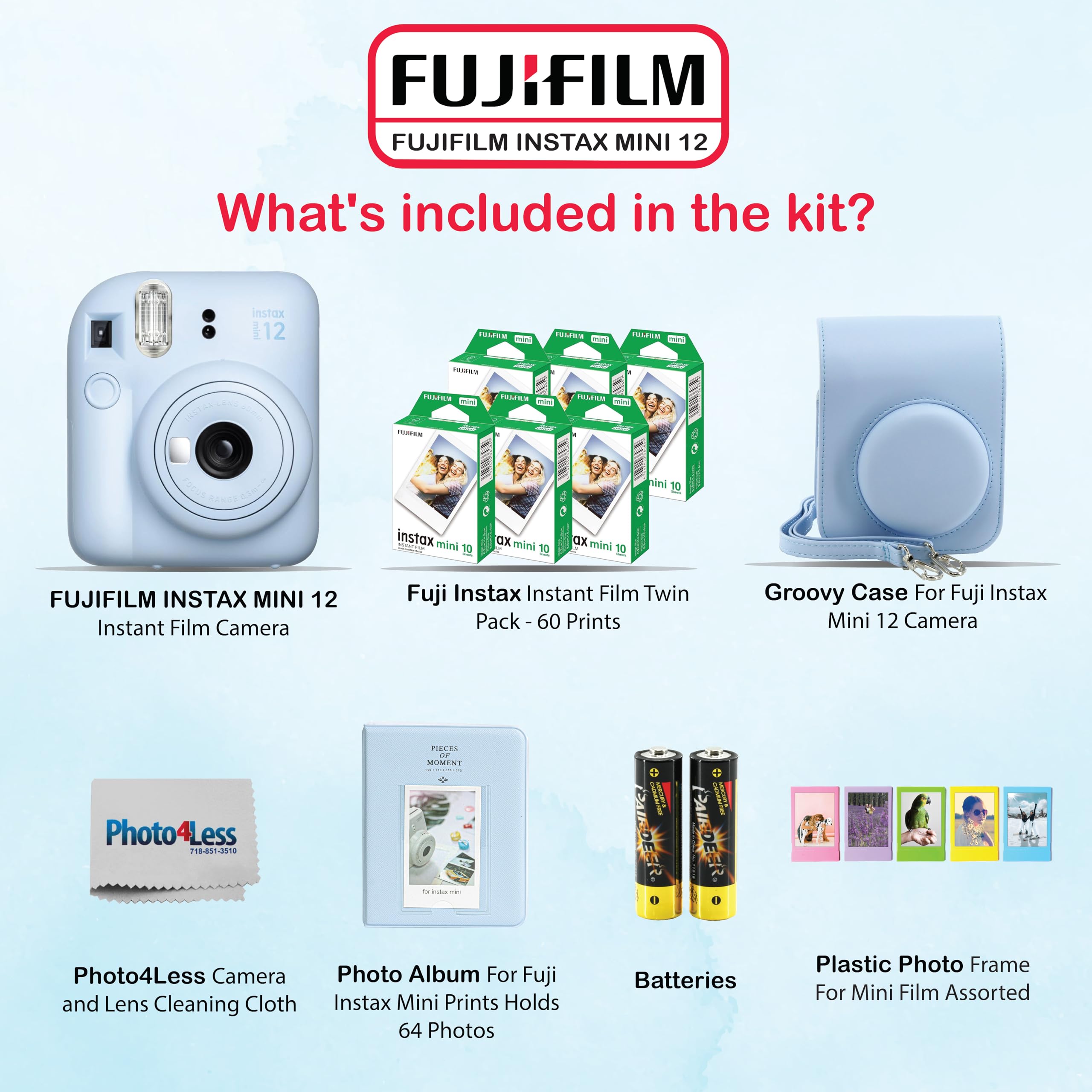 Foto 3 pulgar | Cámara Fujifilm Instax Mini 12 Con Película, 60 Hojas Y Accesorios - Venta Internacional.