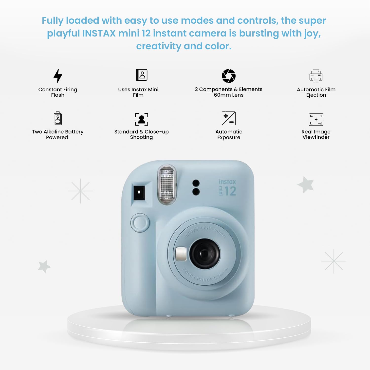 Foto 2 | Cámara Instantánea Fujifilm Mini 12 Con Película 60 Hojas Azul - Venta Internacional.