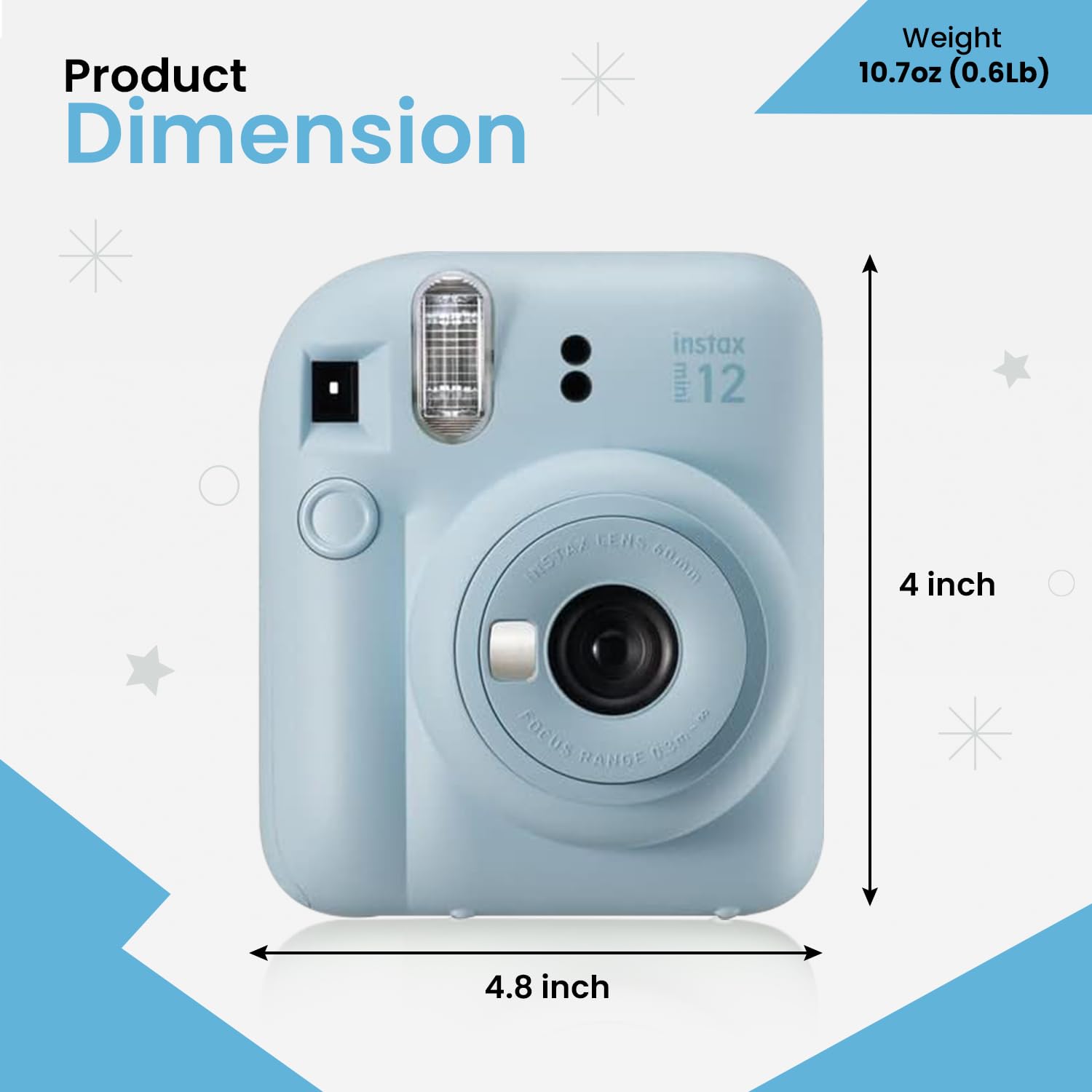 Foto 4 | Cámara Instantánea Fujifilm Mini 12 Con Película 60 Hojas Azul - Venta Internacional.