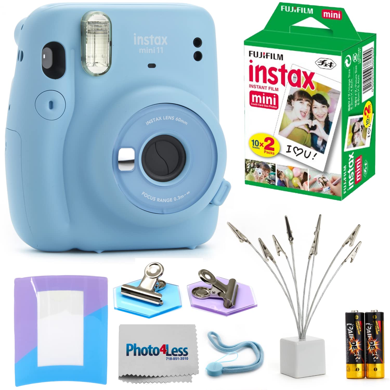 Foto 2 pulgar | Cámara Instantánea Fujifilm Instax Mini 11 Azul Cielo Con 20 Películas - Venta Internacional.