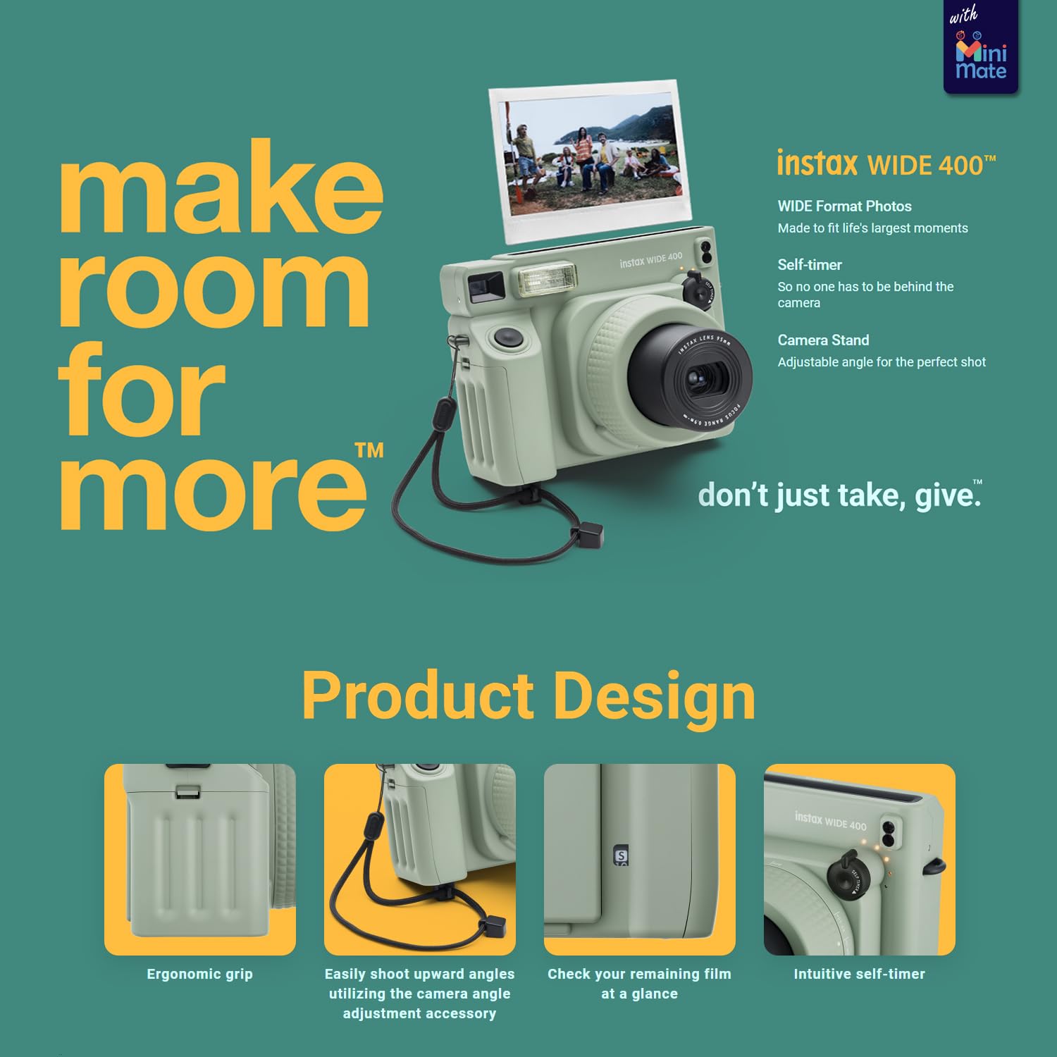 Foto 3 pulgar | Cámara Instantánea Fujifilm Instax Wide 400 Green +bundle - Venta Internacional.