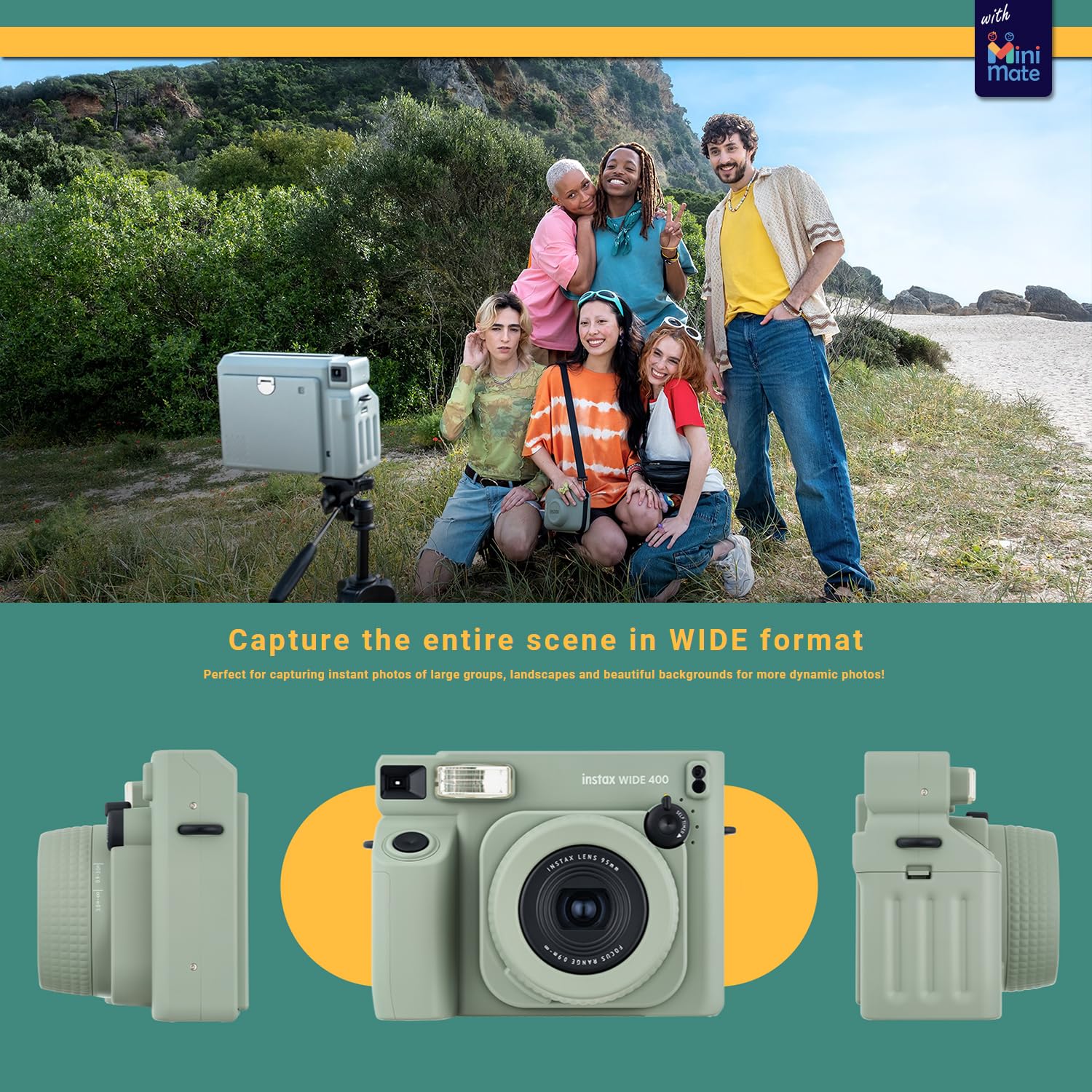 Foto 3 | Cámara Instantánea Fujifilm Instax Wide 400 Green +bundle - Venta Internacional.