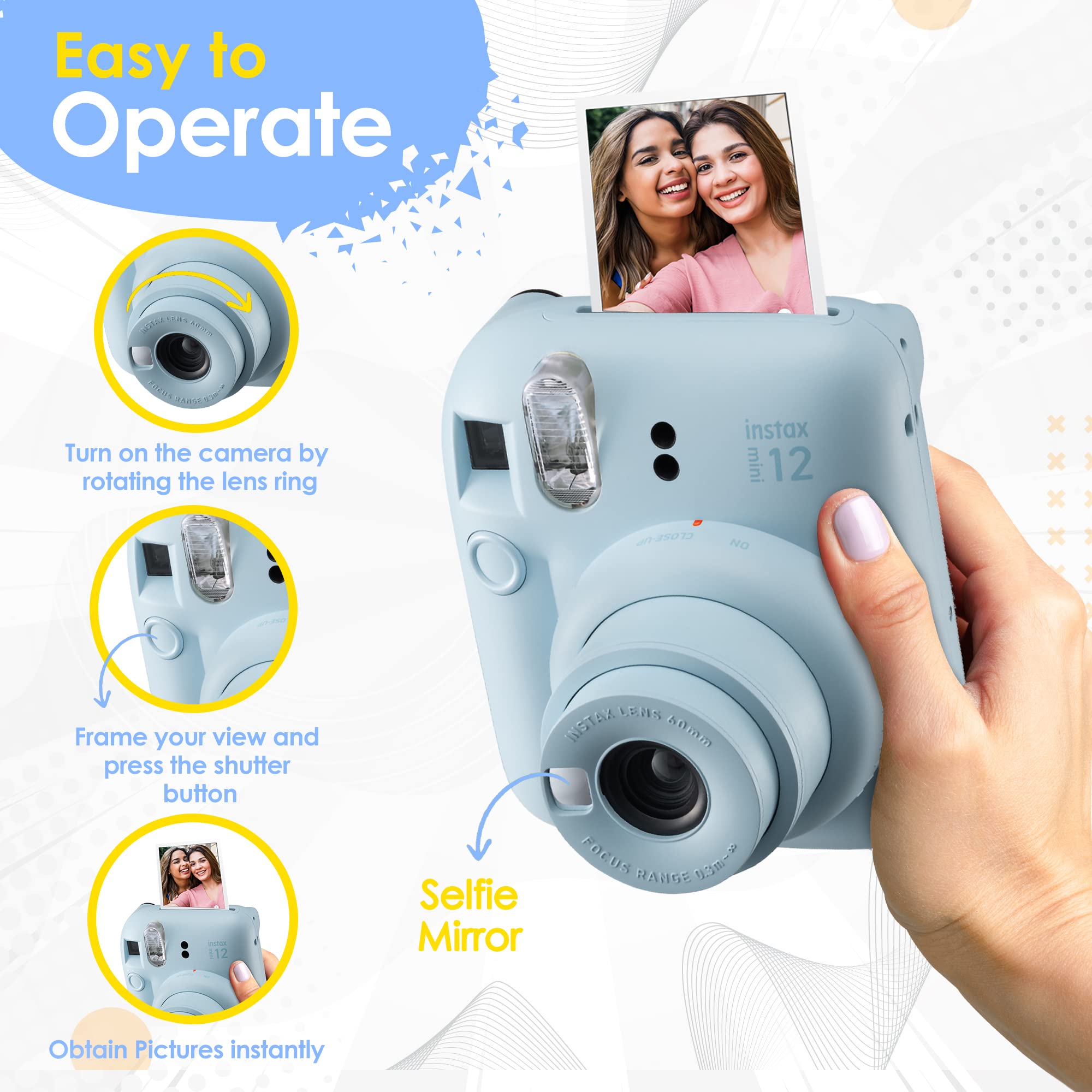Foto 3 pulgar | Cámara Fujifilm Instax Mini 12 Con Película De 60 Hojas Y Acceso. - Venta Internacional.