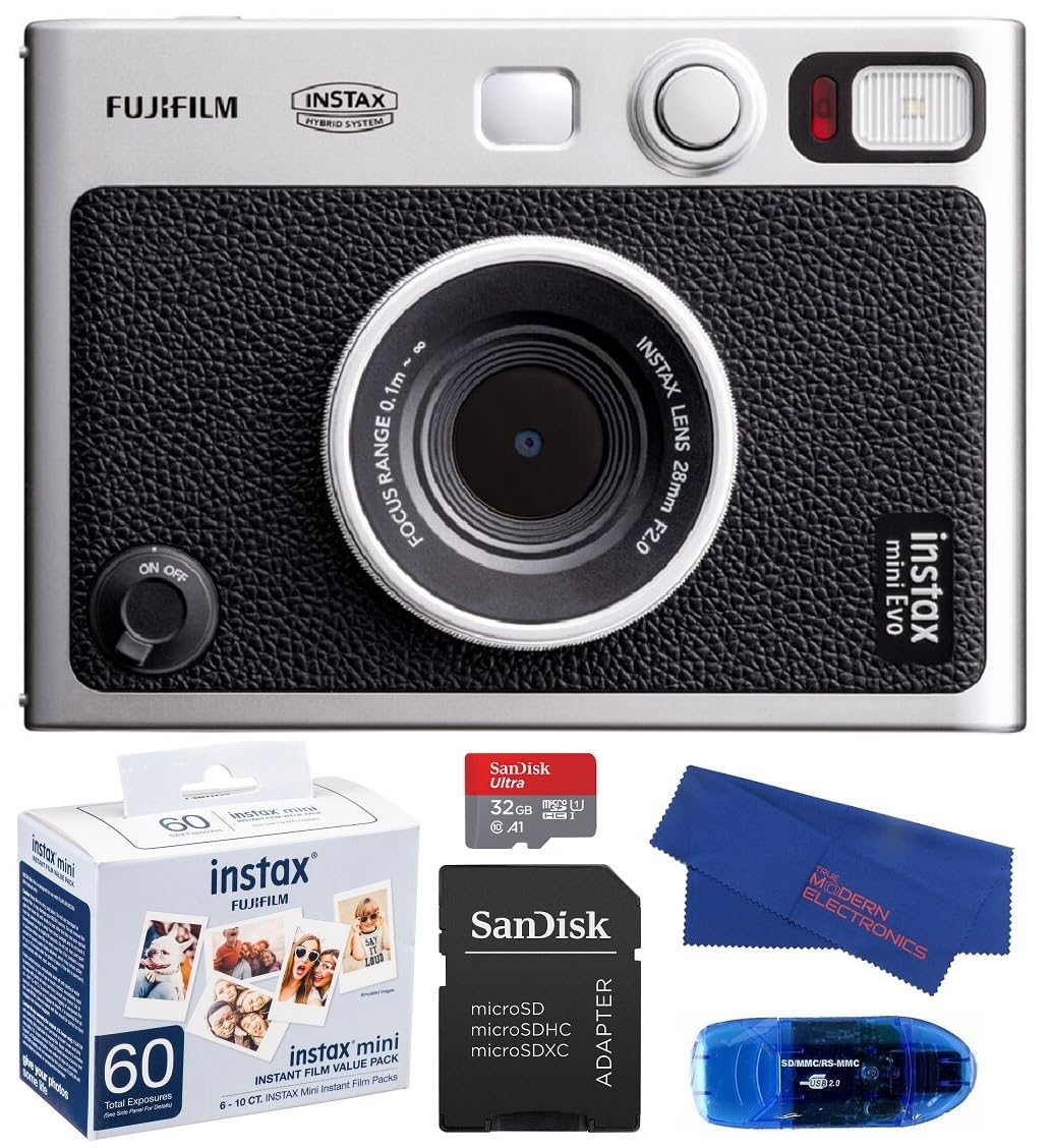 Foto 2 pulgar | Cámara Fujifilm Instax Mini Evo Hybrid Negra Con 60 Películas - Venta Internacional.