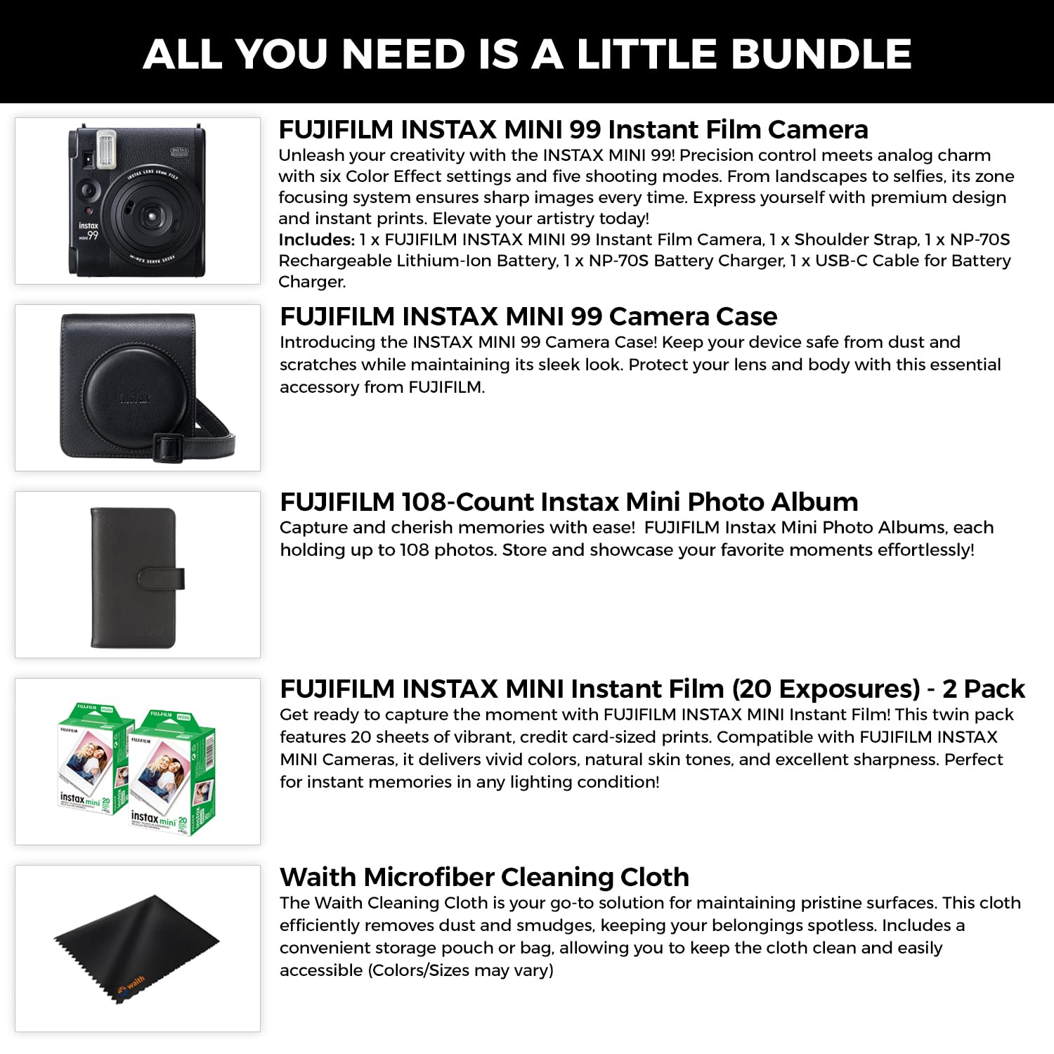 Foto 3 pulgar | Cámara De Película Instantánea Fujifilm Instax Mini 99 Con Funda Y Más - Venta Internacional.
