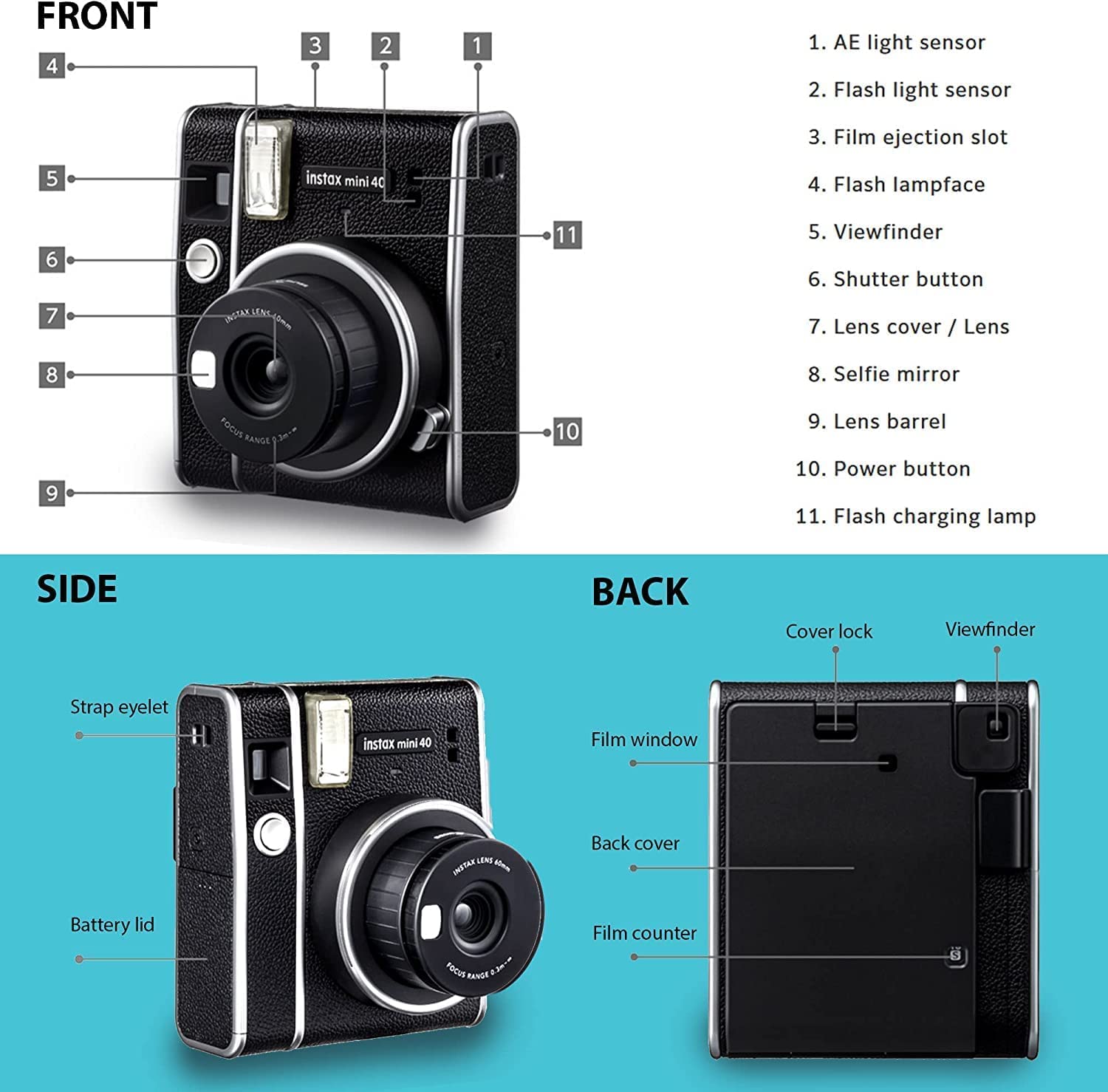 Foto 4 pulgar | Cámara Instantánea Fujifilm Instax Mini 40 Vintage Black - Venta Internacional.