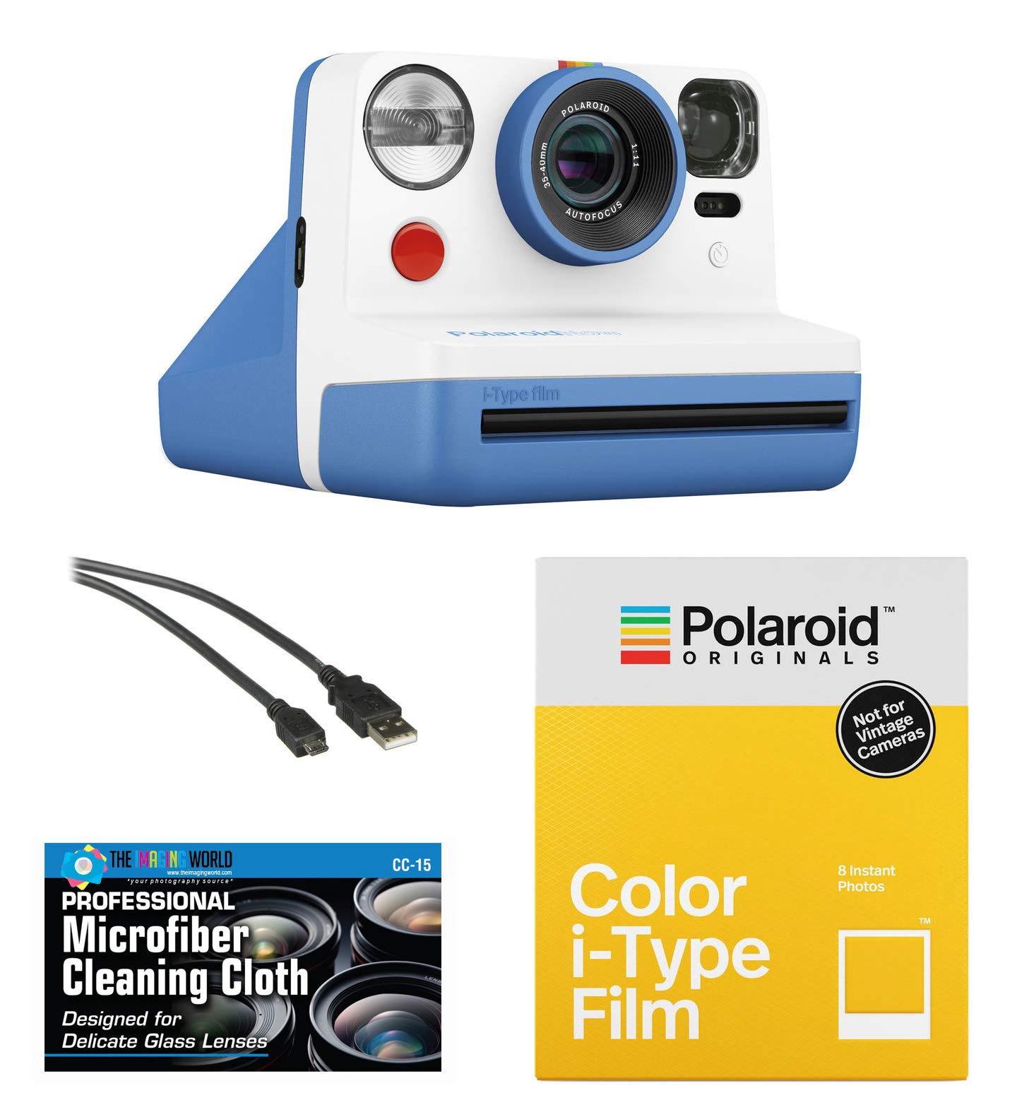Foto 1 | Cámara De Película Instantánea Polaroid Now Blue Con Película Y Tela - Venta Internacional.