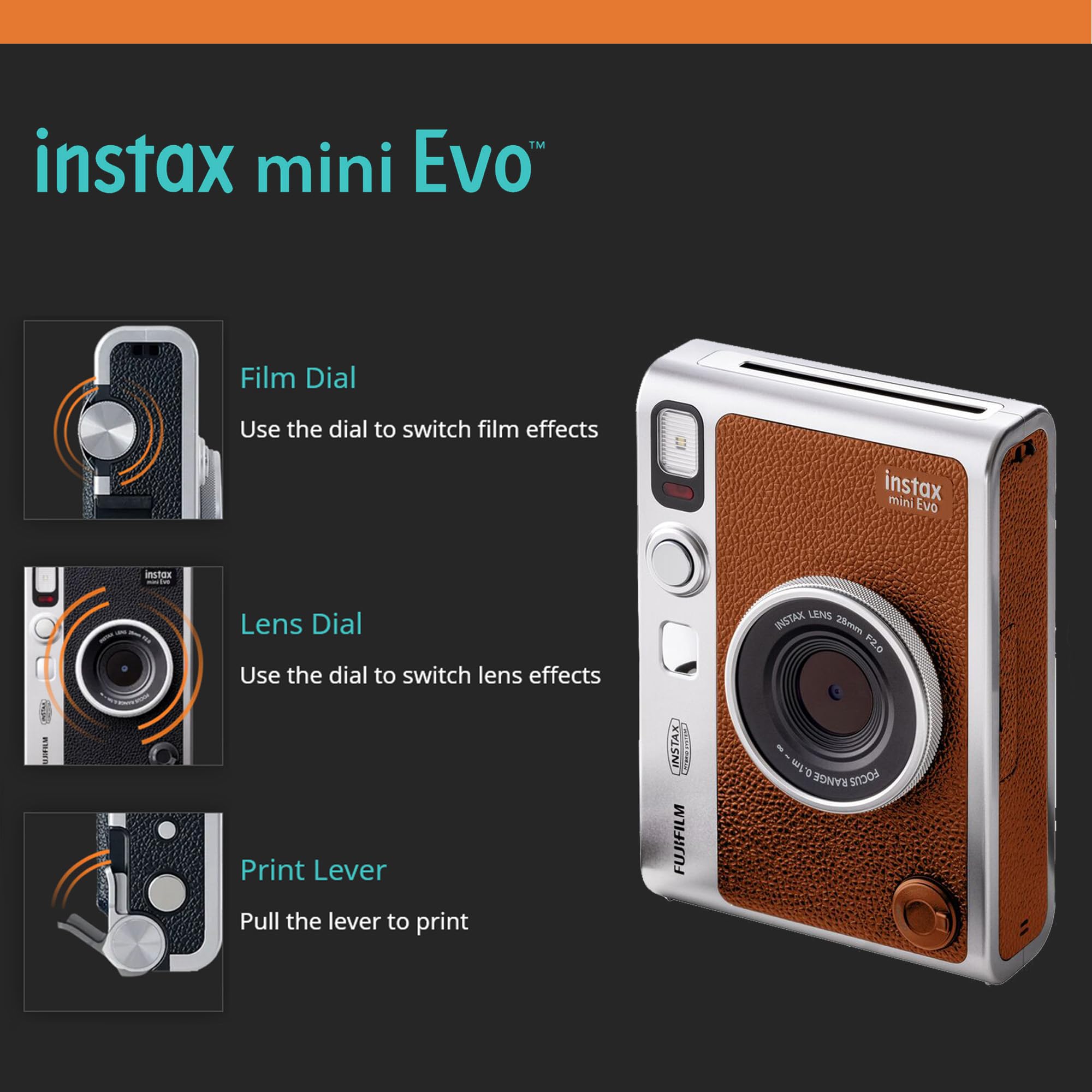 Foto 3 | Cámara Fujifilm Instax Mini Evo Hybrid Con Estuche Y Paquete De Película - Venta Internacional.