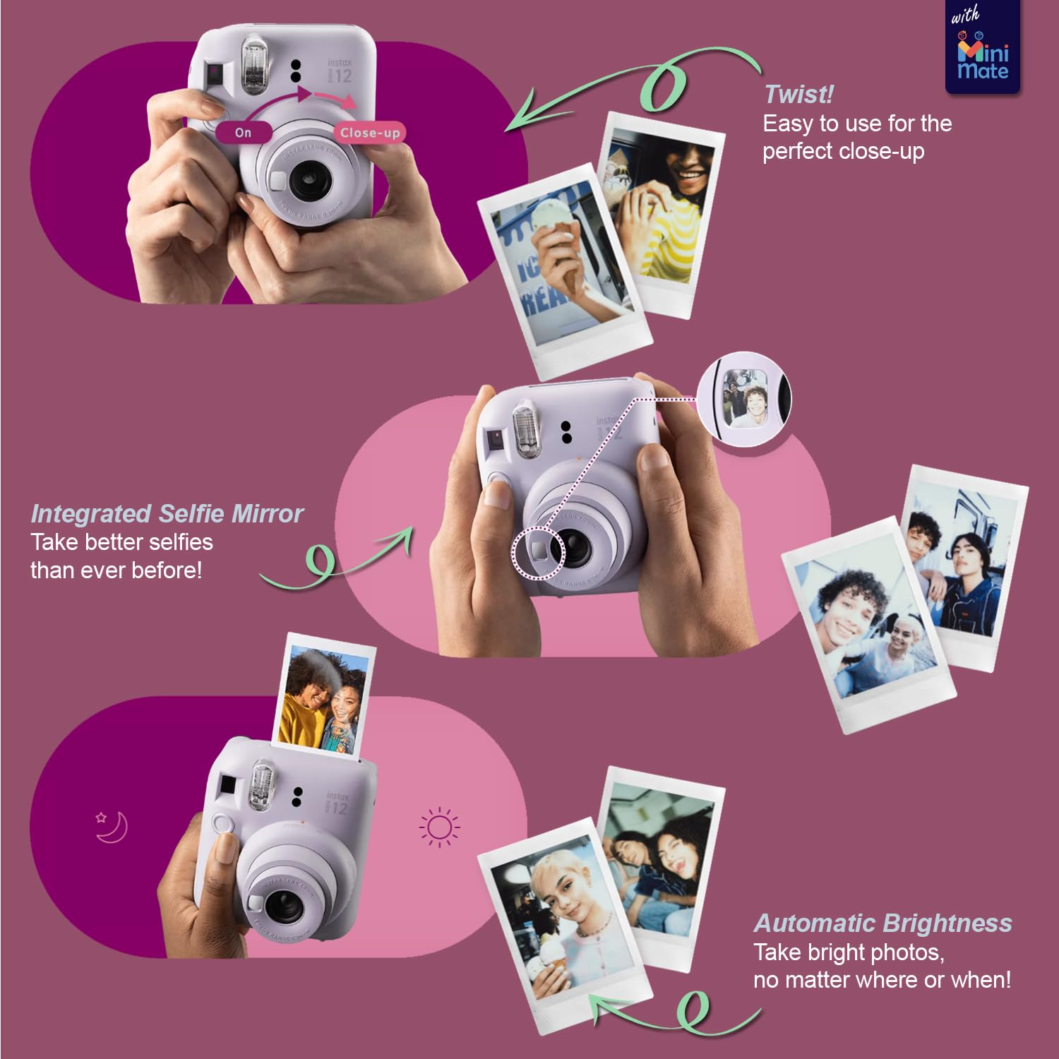 Foto 4 pulgar | Cámara Instantánea Fujifilm Instax Mini 12 Con Funda Y Película, Color Azul Pastel - Venta Internacional.