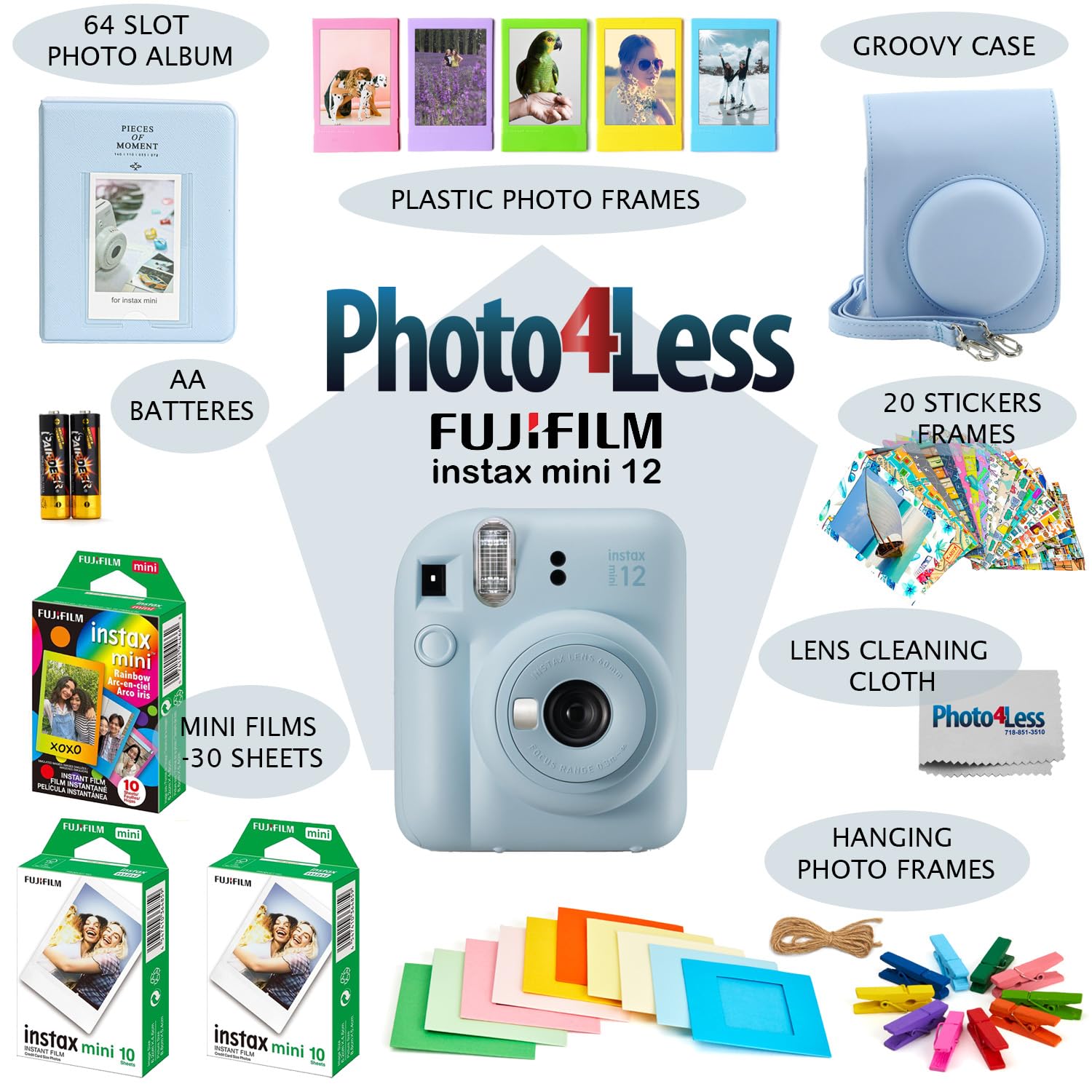 Foto 4 pulgar | Cámara De Película Instantánea Fujifilm Instax Mini 12 Azul Pastel - Venta Internacional.