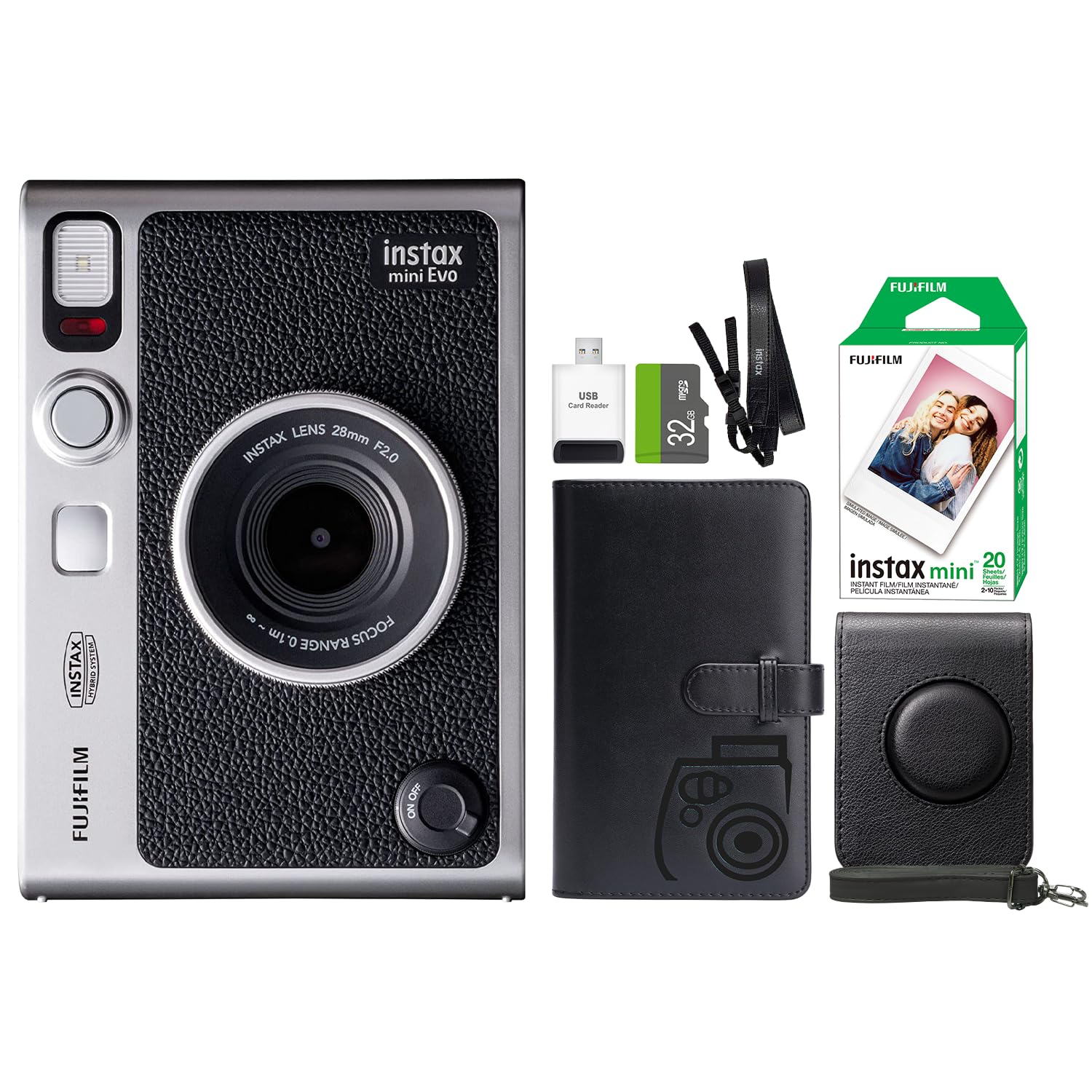 Foto 2 pulgar | Cámara Fujifilm Instax Mini Evo Hybrid Negra Con Película Y Cámara - Venta Internacional.