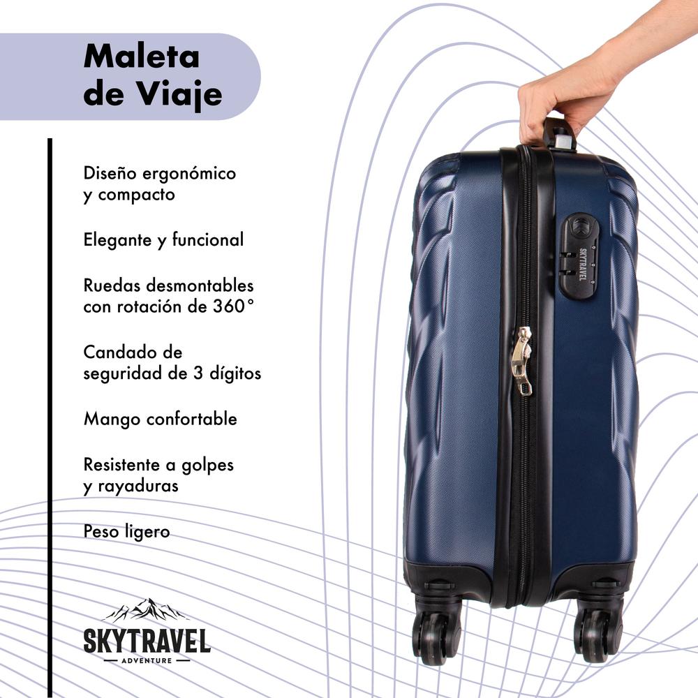Foto 3 pulgar | Maleta Rígida Sky Travel Curvas Azul 16'' 4 Ruedas