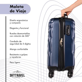 Foto 2 | Maleta Rígida Sky Travel Curvas Azul 16'' 4 Ruedas
