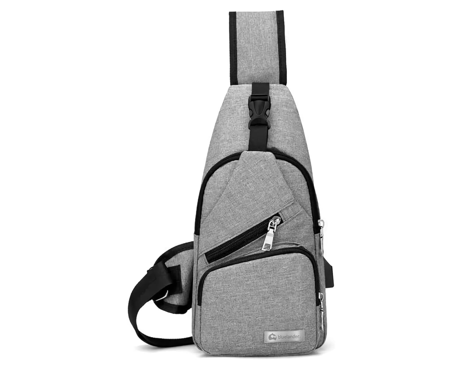Mochila Cruzada  Bluelander Antirrobo Color Gris Impermeable