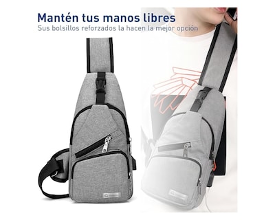 Foto 5 | Mochila Cruzada Bluelander Antirrobo Color Gris Impermeable