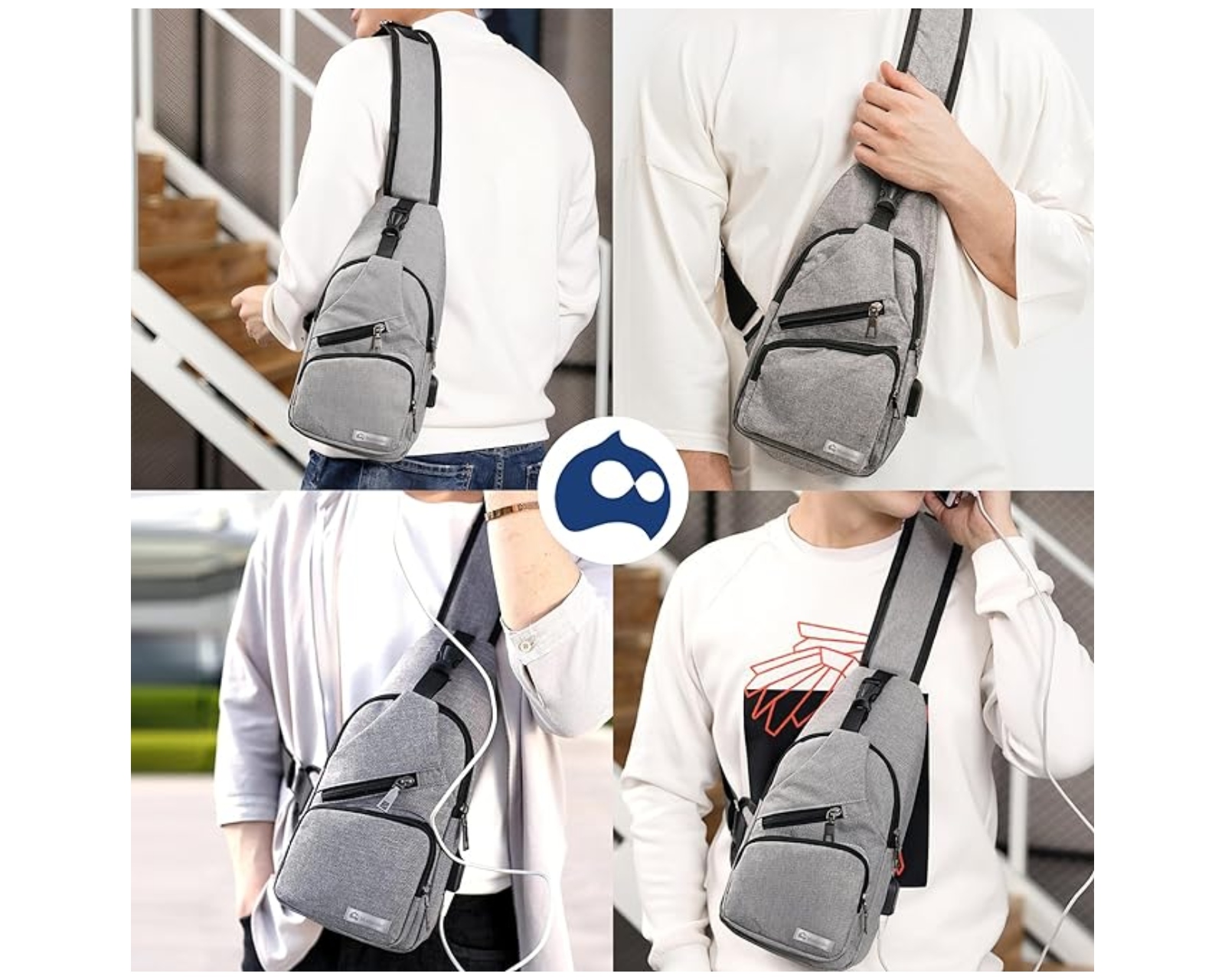 Foto 7 pulgar | Mochila Cruzada  Bluelander Antirrobo Color Gris Impermeable