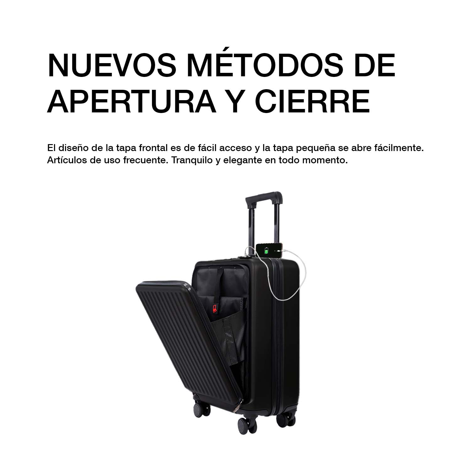 Foto 5 pulgar | Maleta de Mano Carry On 20" Puerto USB Bolsa Frontal