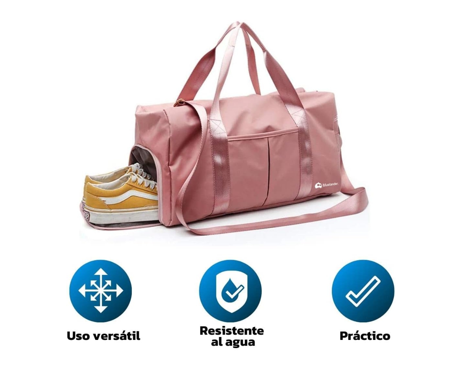 Foto 3 pulgar | Maleta Deportiva Bluelander Para Gimnasio Color Rosa Con Bolsillo Impermeable Resistente Correa Ajustable