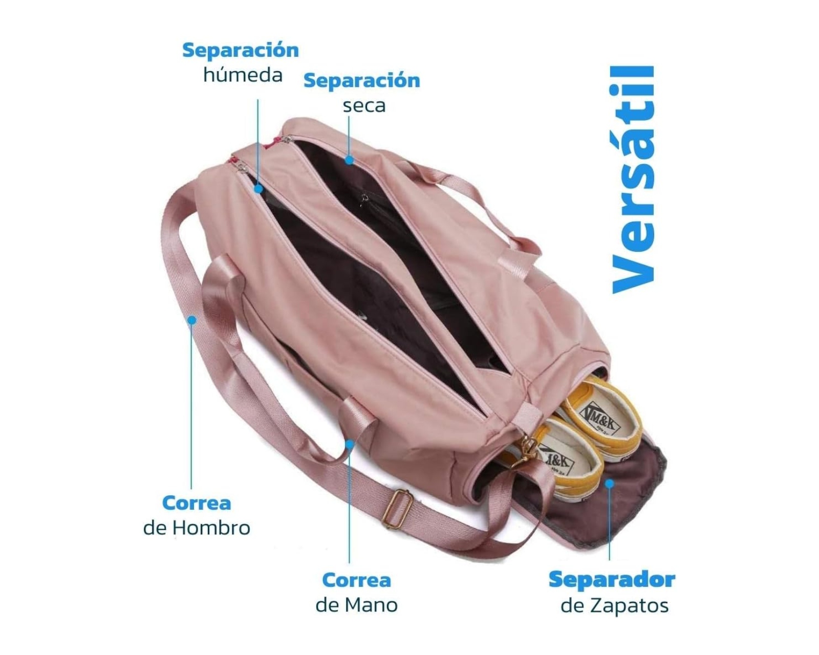 Foto 5 | Maleta Deportiva Bluelander Para Gimnasio Color Rosa Con Bolsillo Impermeable Resistente Correa Ajustable