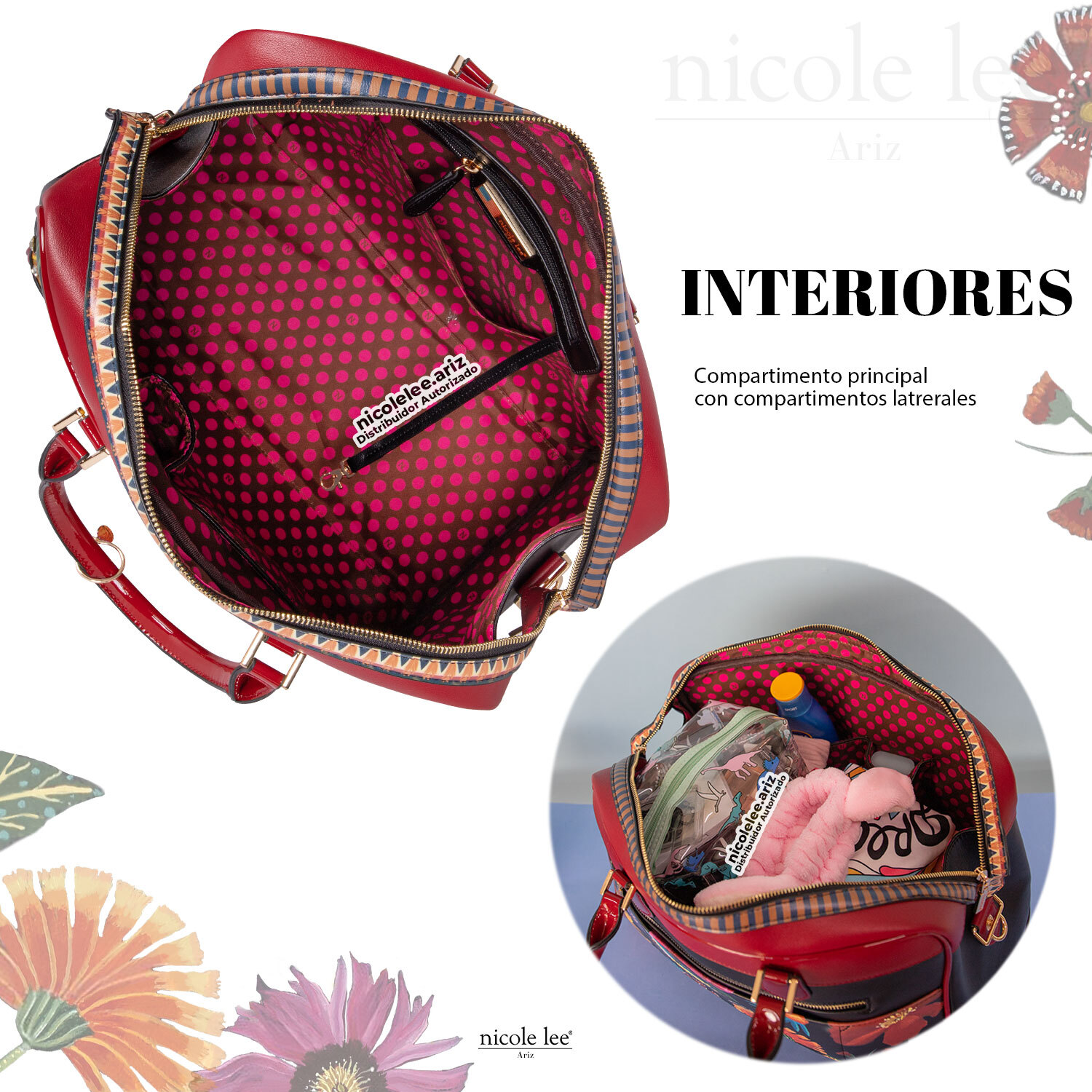 Foto 4 pulgar | Maleta De Mano Viaje Marca Nicole Lee Weekender Butter-flower Black