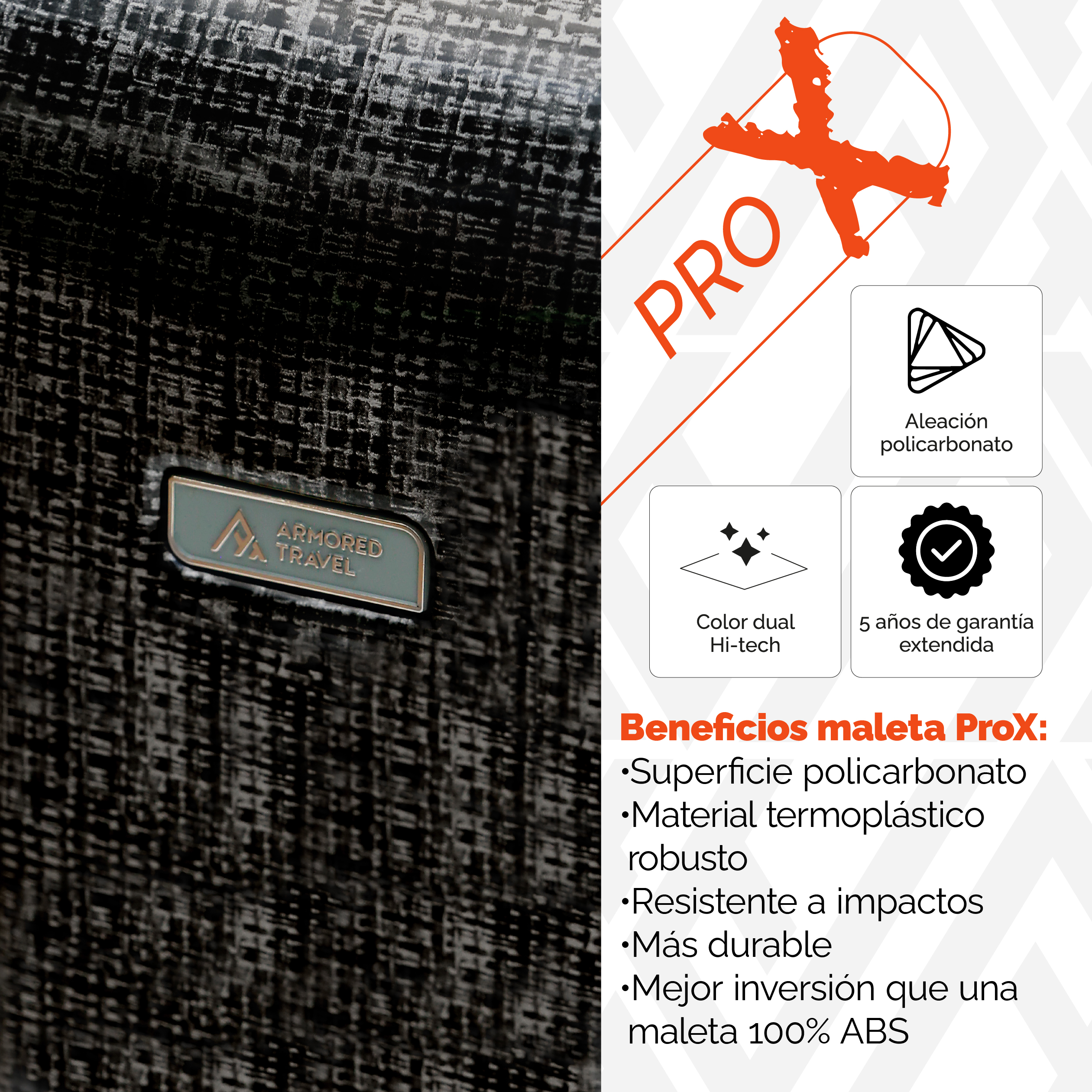 Foto 8 pulgar | Maleta de Viaje Armored Travel ProX Dark Negro Carry On 20'' 10kg de Policarbonato